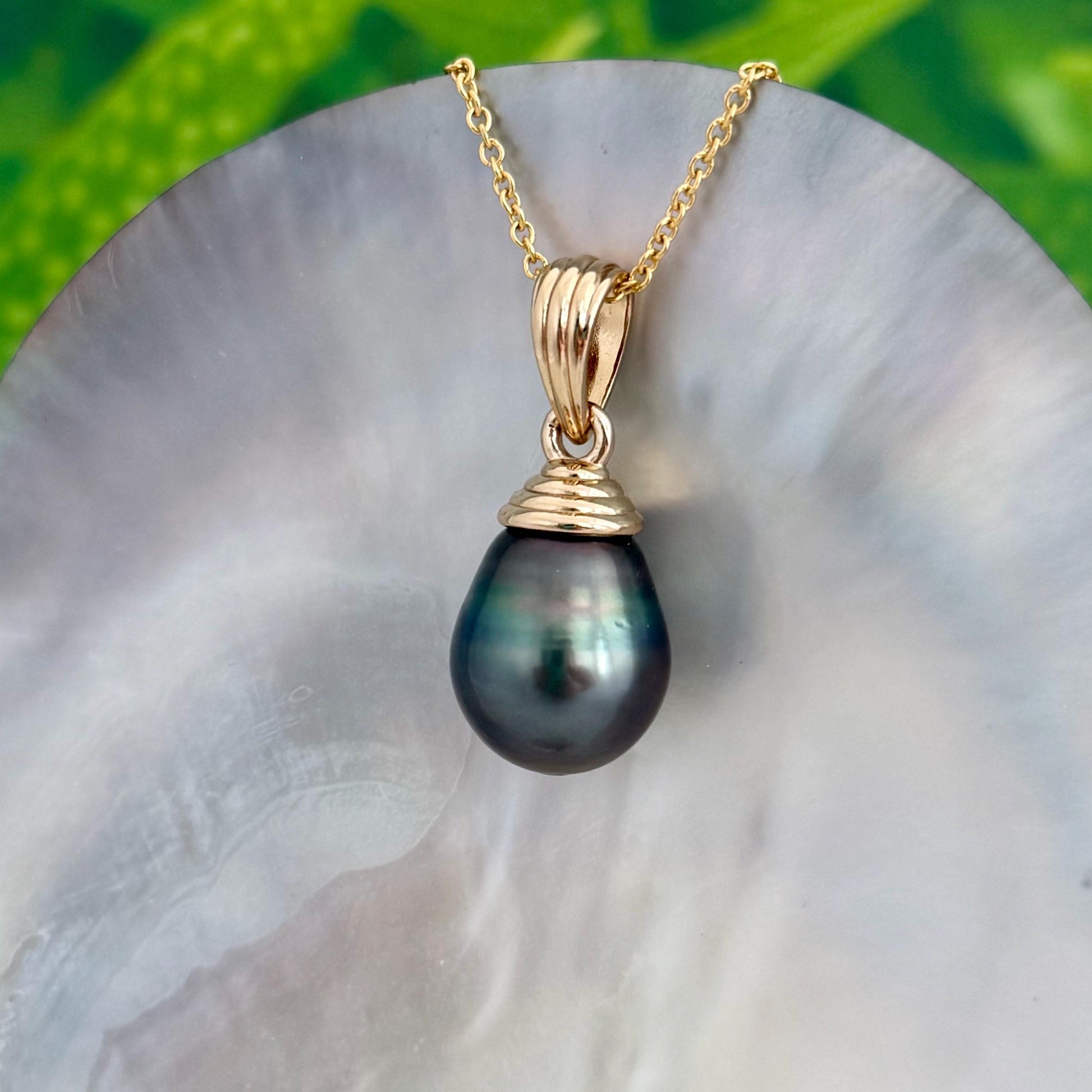 EXTRA LARGE Colorful Tahitian Pearl Pendant 14mm Gold plated
