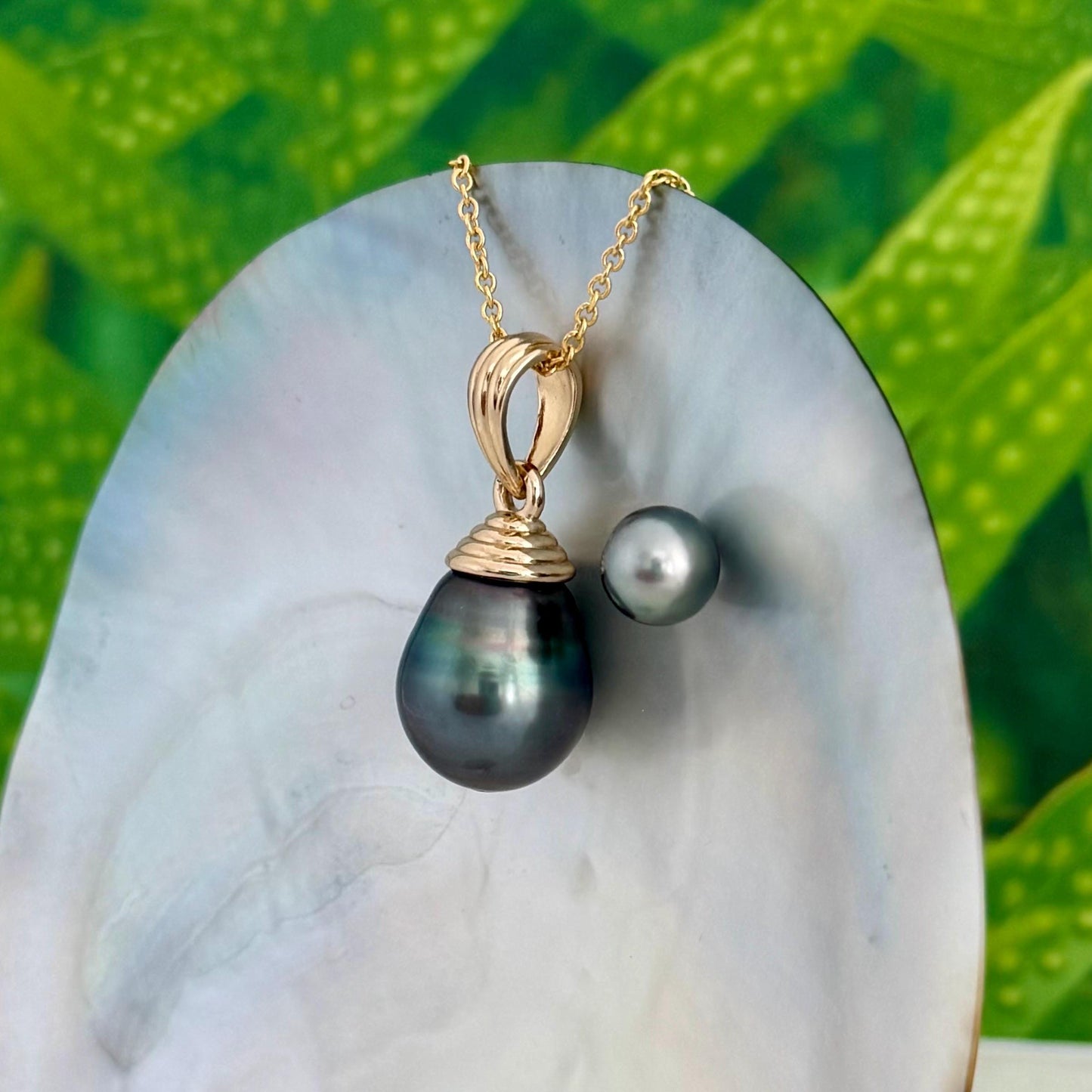EXTRA LARGE Colorful Tahitian Pearl Pendant 14mm Gold plated