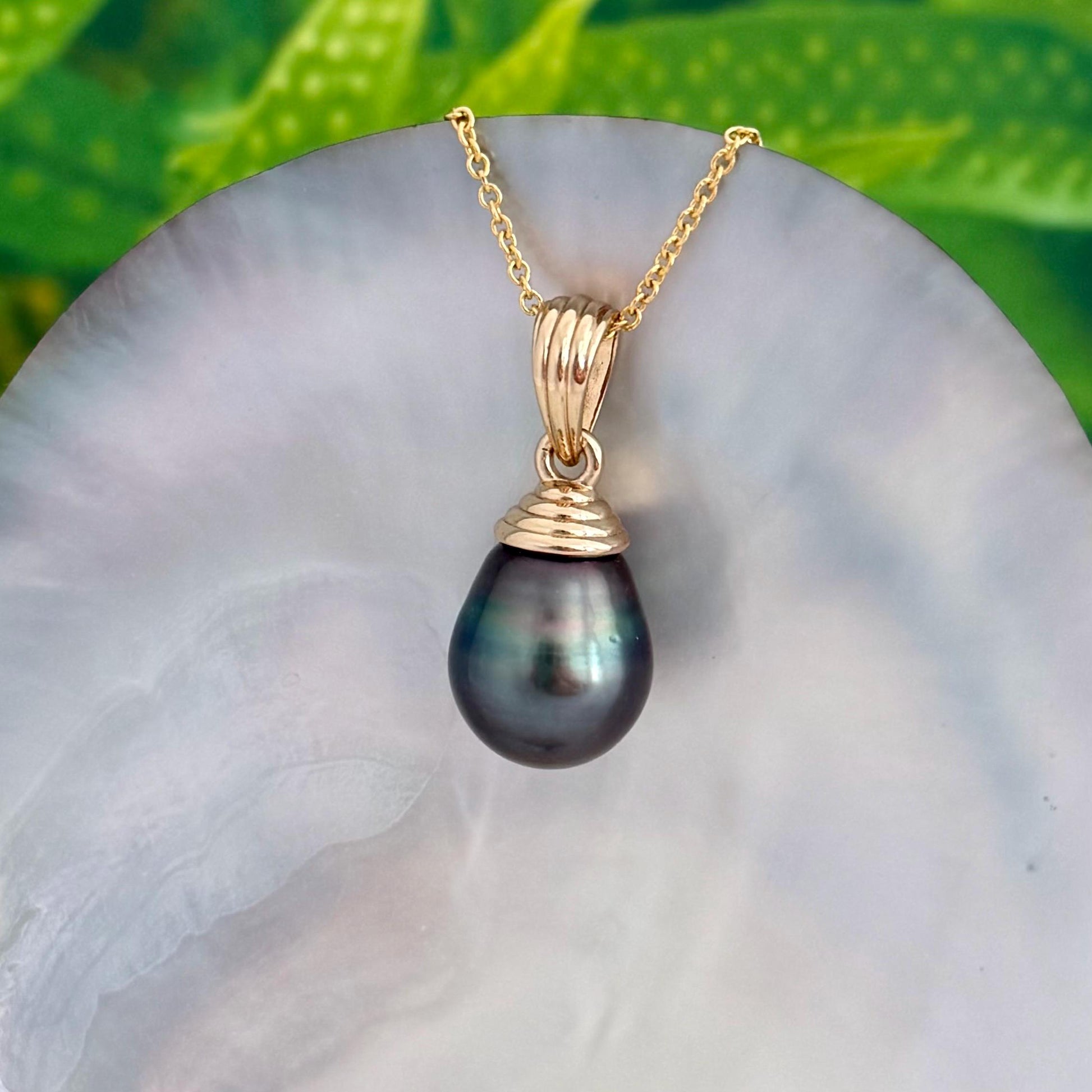 EXTRA LARGE Colorful Tahitian Pearl Pendant 14mm Gold plated