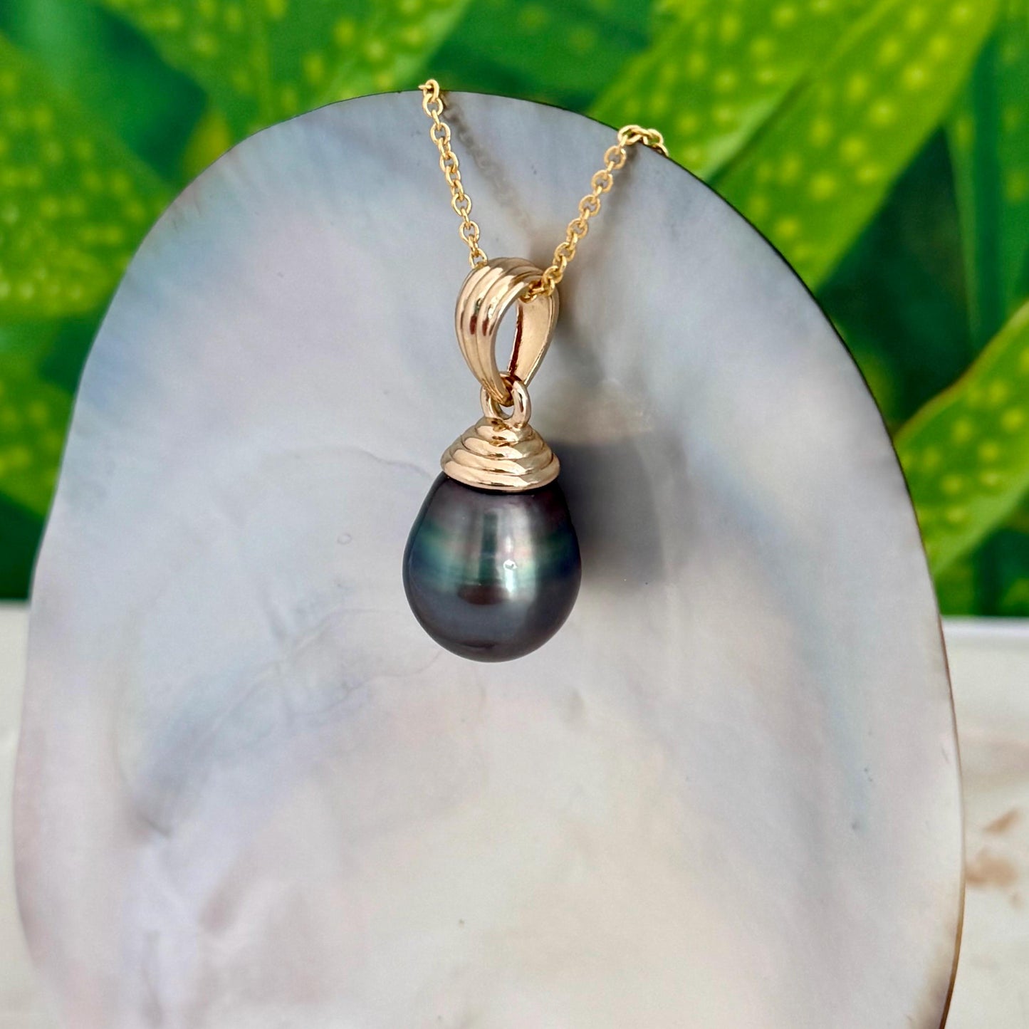 EXTRA LARGE Colorful Tahitian Pearl Pendant 14mm Gold plated