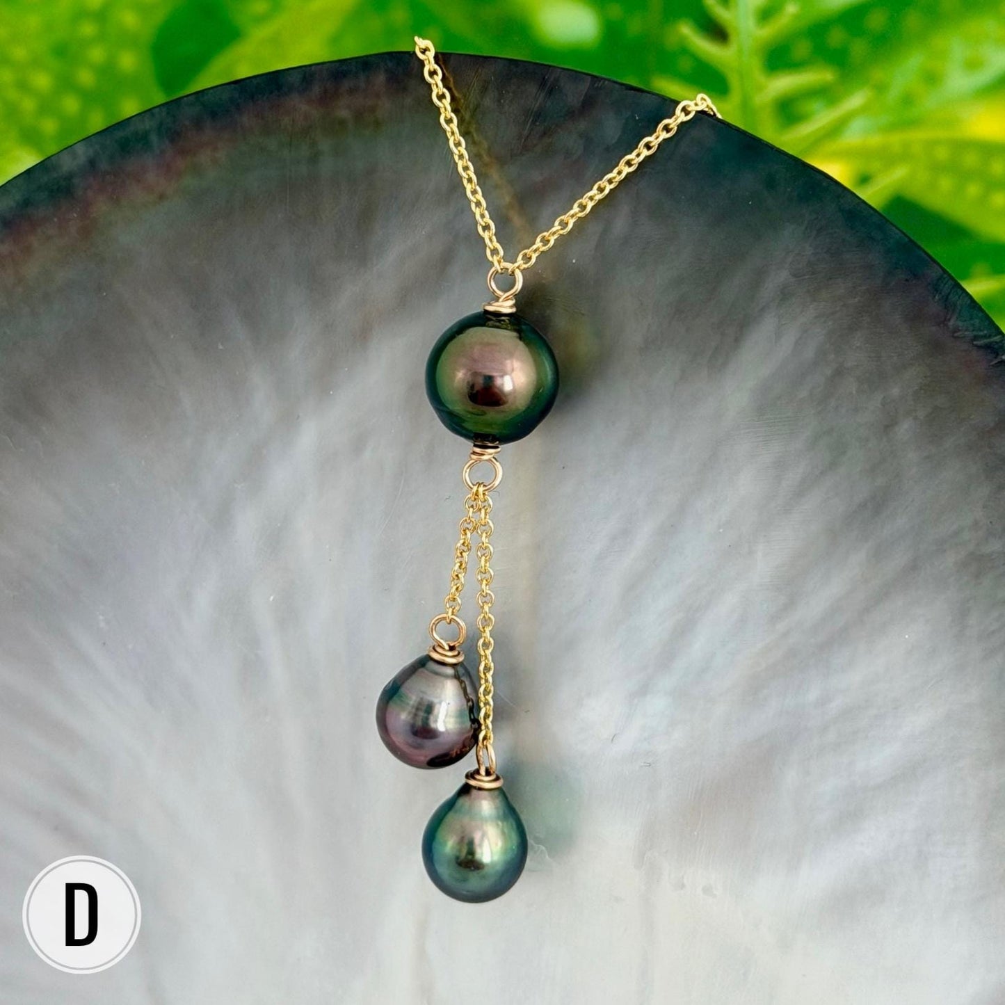 Multicolor Triple dangle Tahitian pearl necklace • Gold filled jewelry