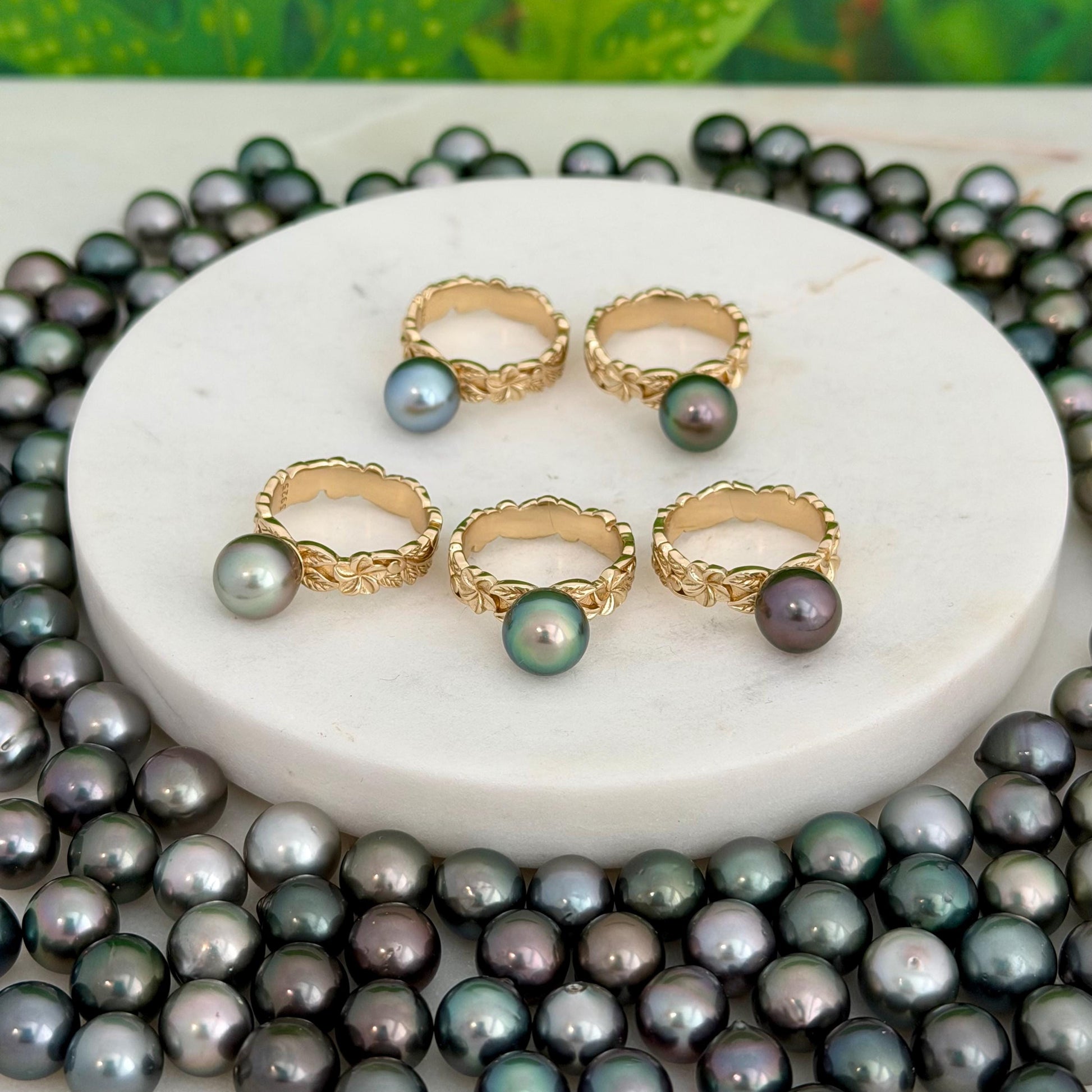 Tahitian Pearl Ring • Heirloom Design • CHOOSE YOUR PEARL • Hawaiian flower