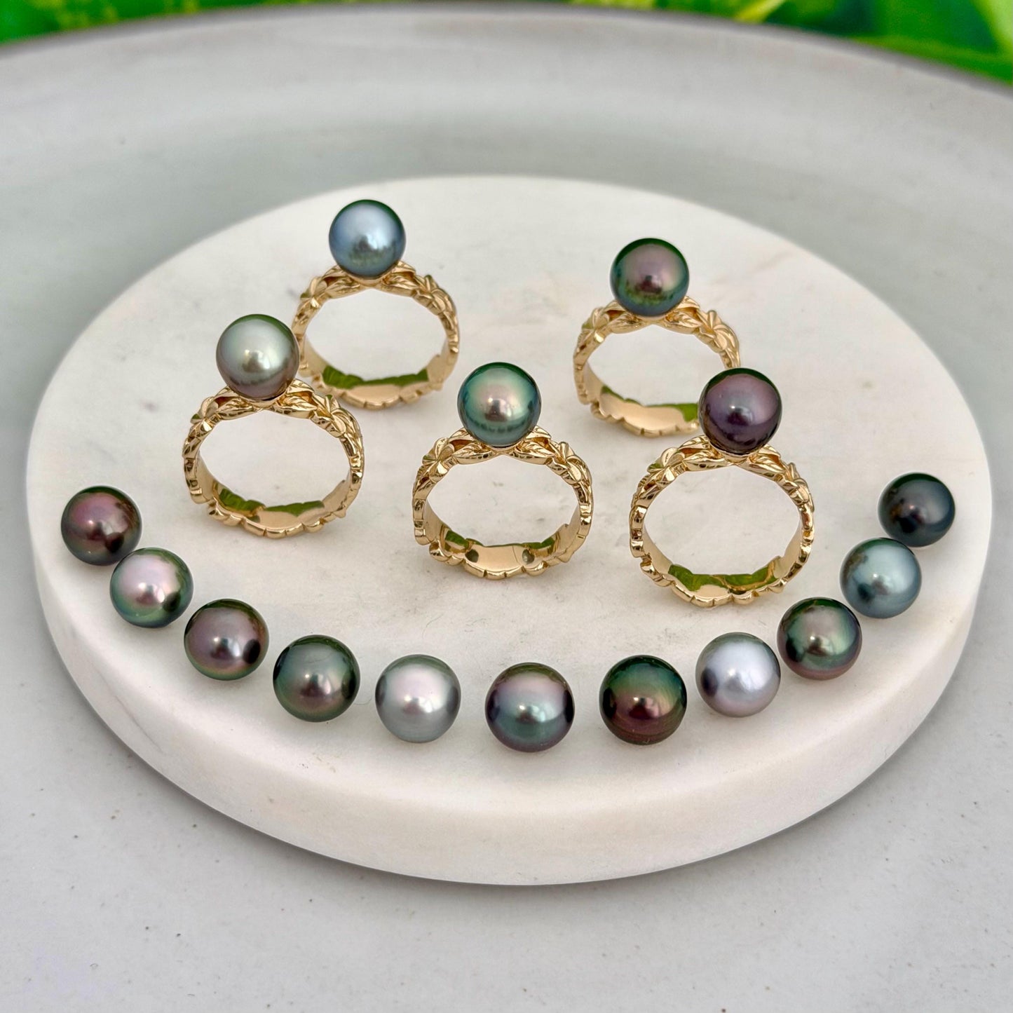 Tahitian Pearl Ring • Heirloom Design • CHOOSE YOUR PEARL • Hawaiian flower