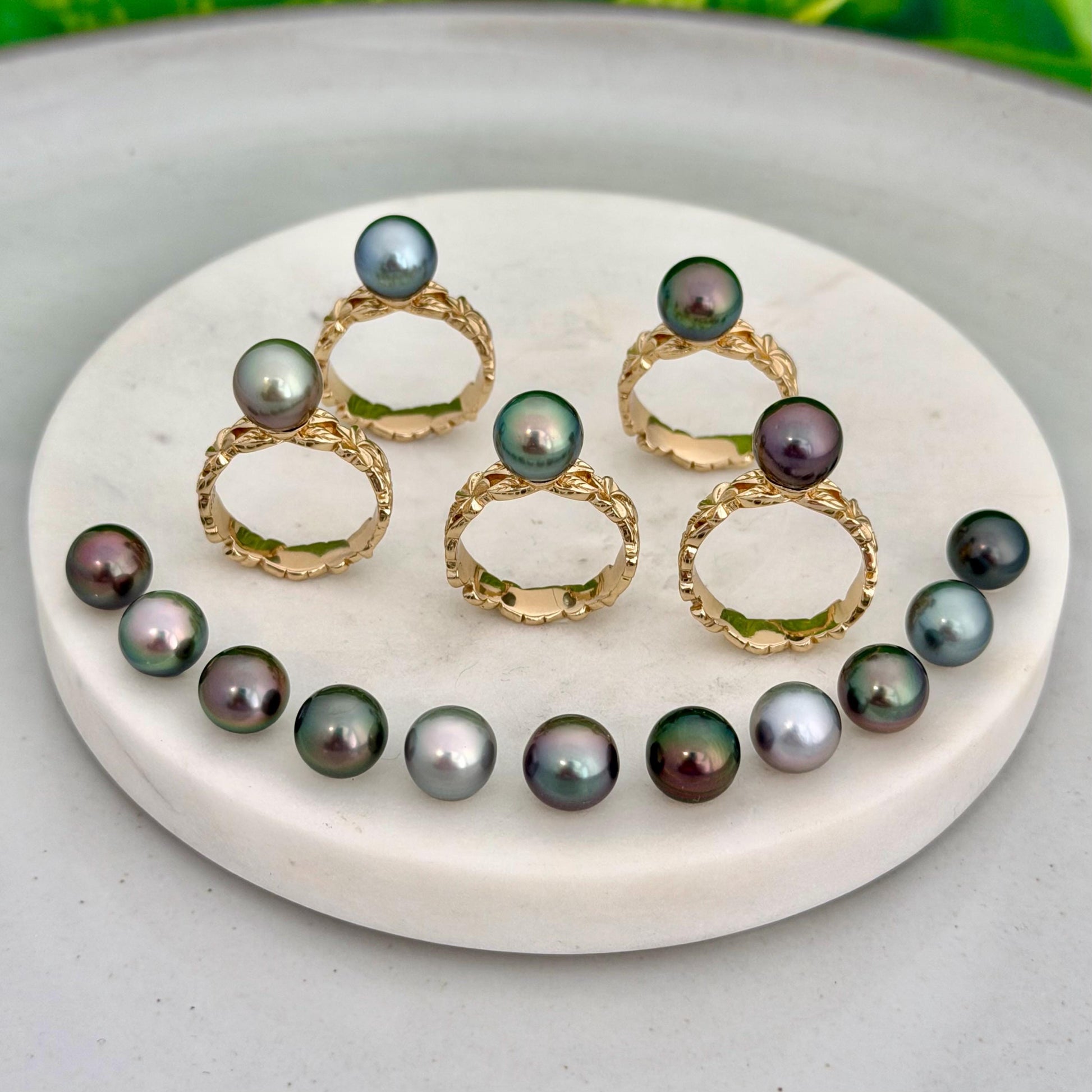 Tahitian Pearl Ring • Heirloom Design • CHOOSE YOUR PEARL • Hawaiian flower