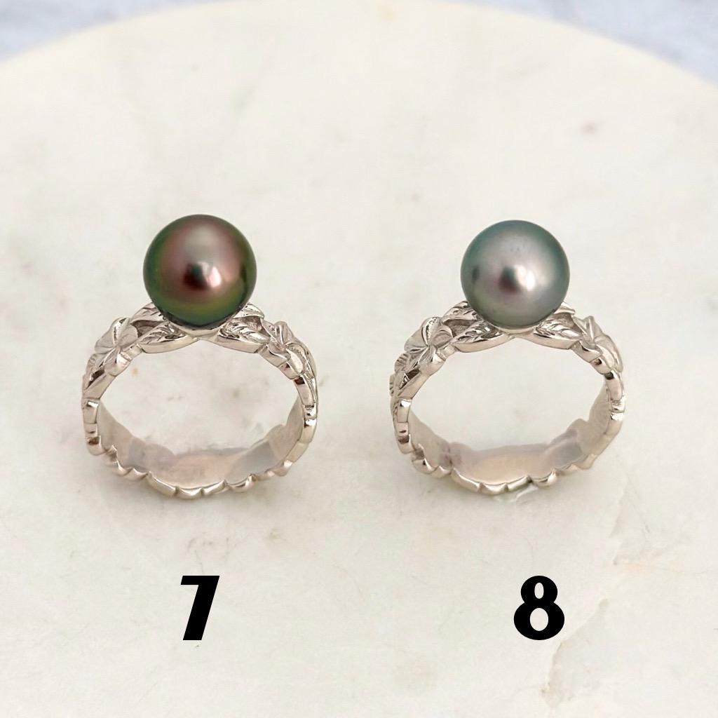 Tahitian Pearl Ring • Heirloom Design • CHOOSE YOUR PEARL • Hawaiian flower