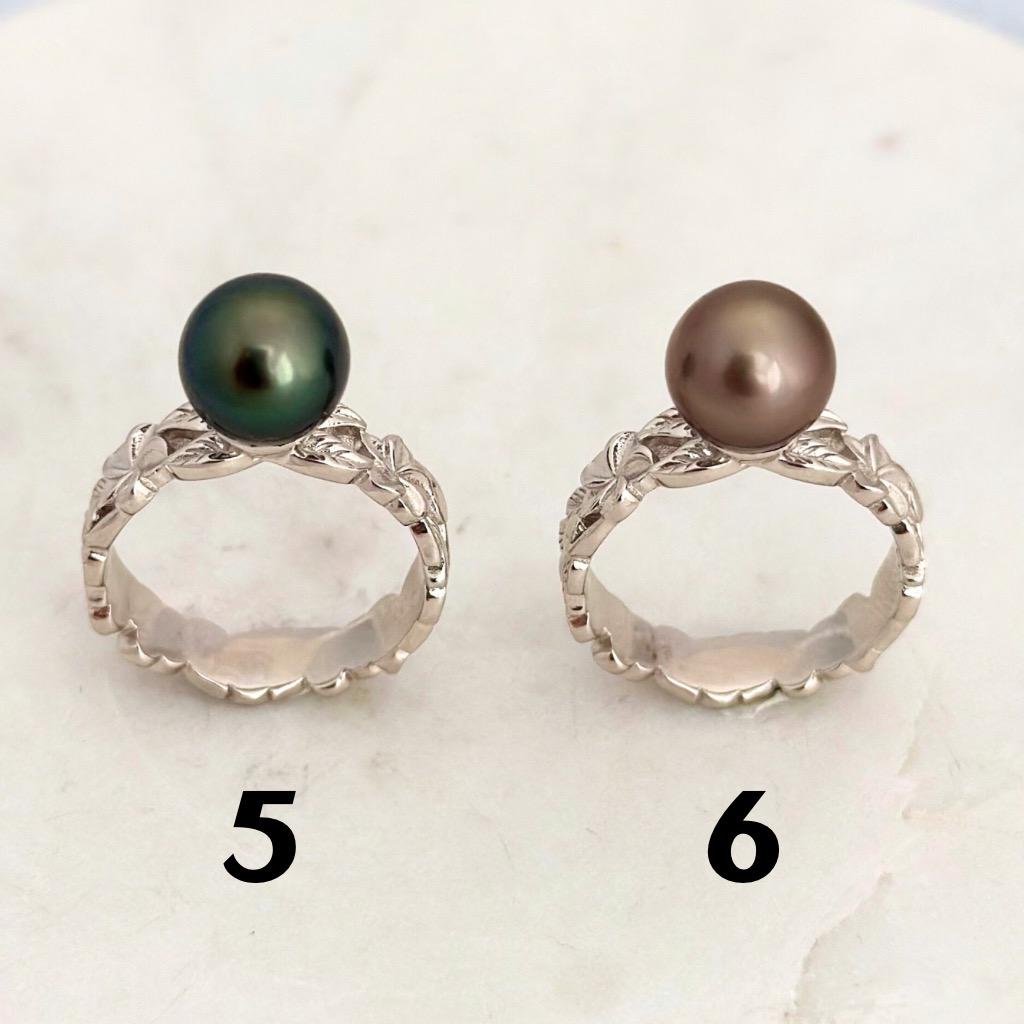 Tahitian Pearl Ring • Heirloom Design • CHOOSE YOUR PEARL • Hawaiian flower