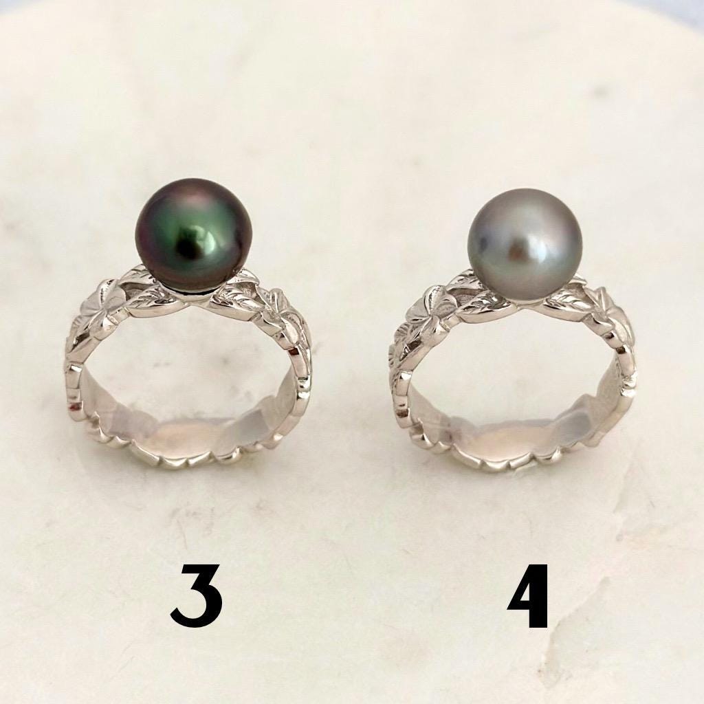 Tahitian Pearl Ring • Heirloom Design • CHOOSE YOUR PEARL • Hawaiian flower
