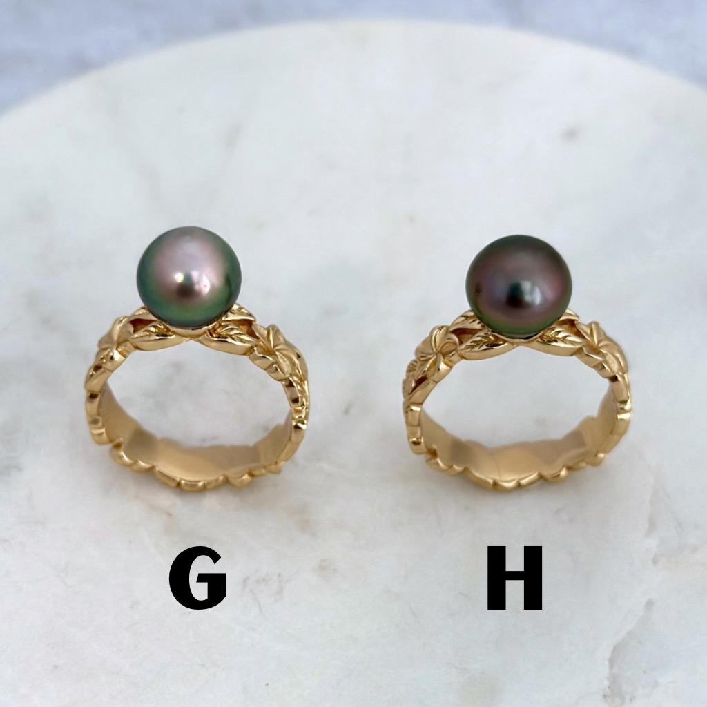 Tahitian Pearl Ring • Heirloom Design • CHOOSE YOUR PEARL • Hawaiian flower