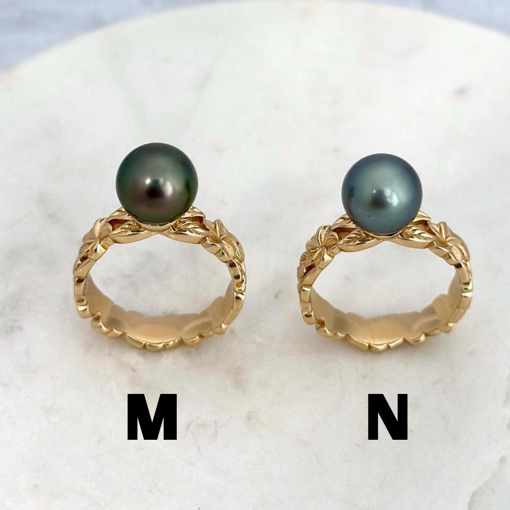 Tahitian Pearl Ring • Heirloom Design • CHOOSE YOUR PEARL • Hawaiian flower