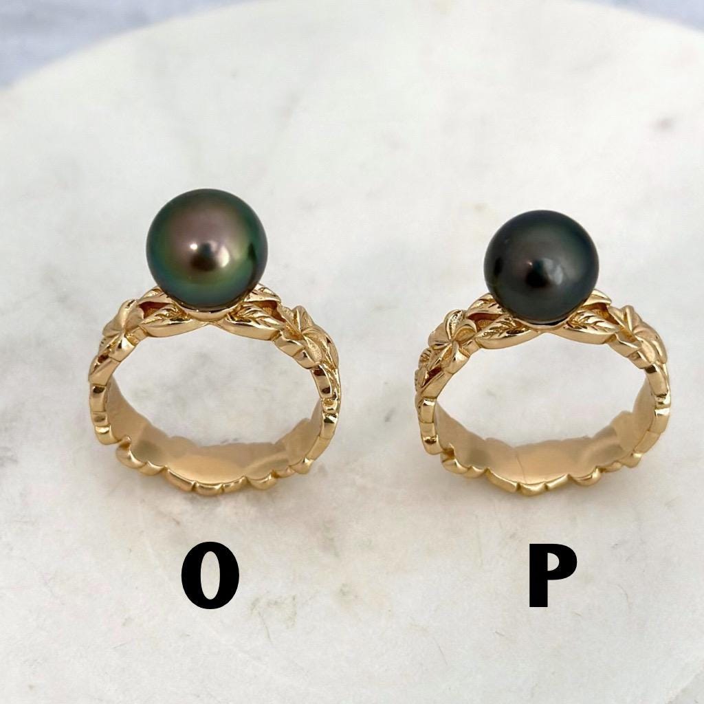 Tahitian Pearl Ring • Heirloom Design • CHOOSE YOUR PEARL • Hawaiian flower