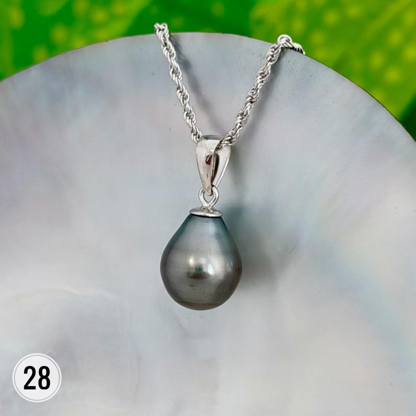 DOORBUSTER Tahitian Black Pearl Pendant: Sterling Silver Rhodium Plated Bail