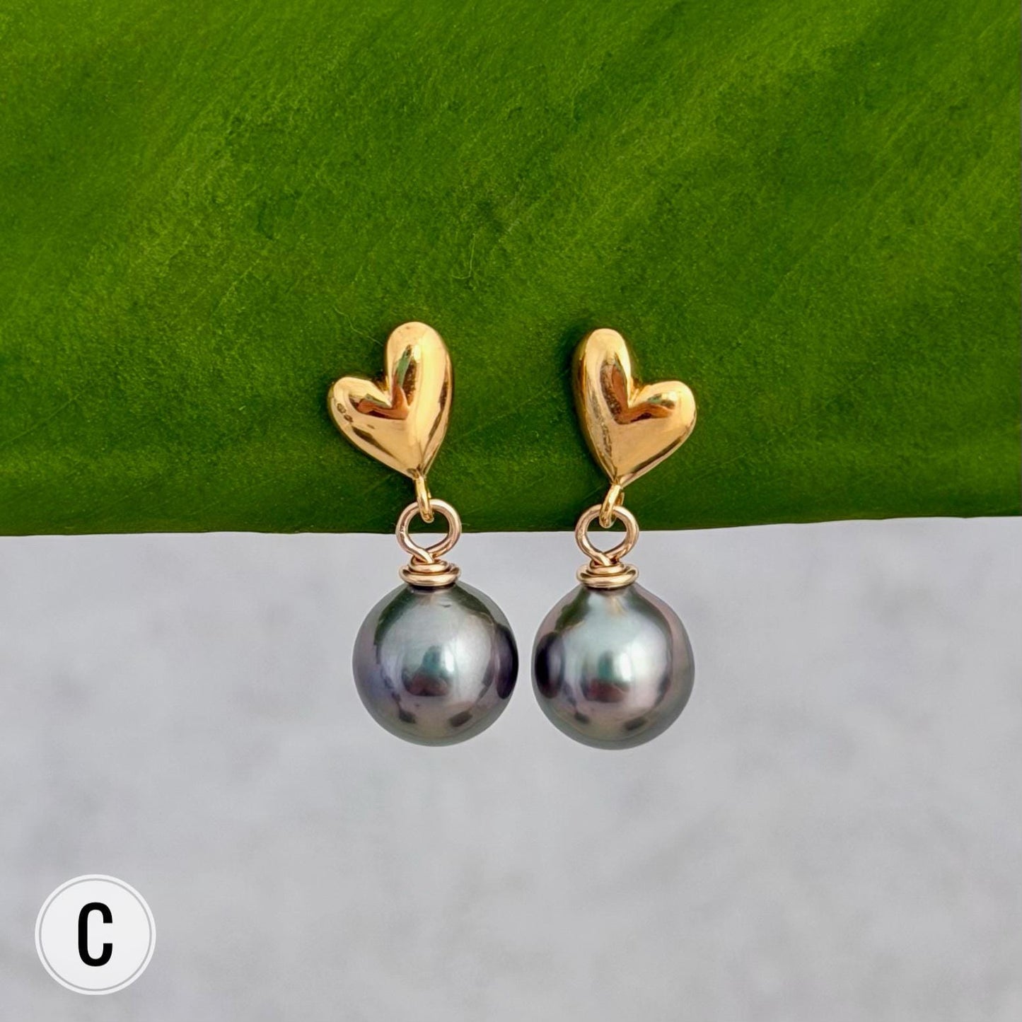 Heart Tahitian Pearl Earrings: Dainty Studs, Minimalist Gold jewelry