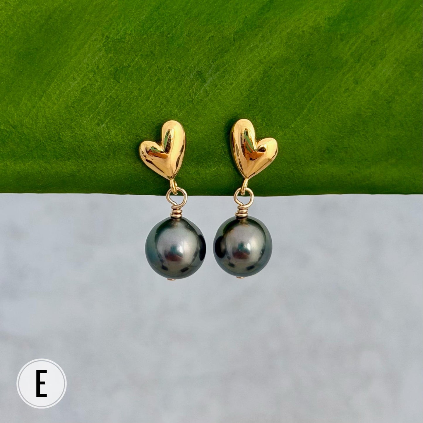 Heart Tahitian Pearl Earrings: Dainty Studs, Minimalist Gold jewelry