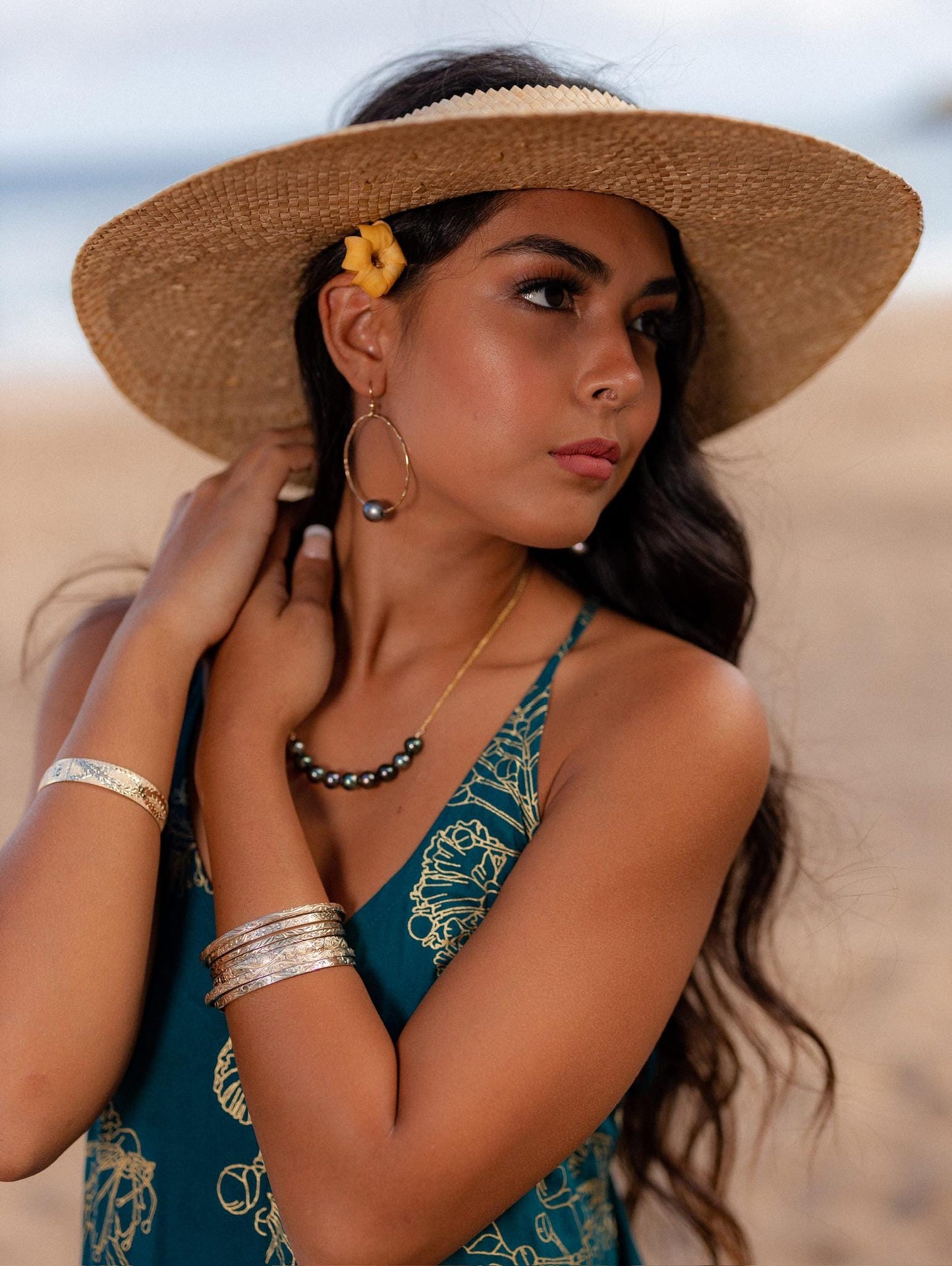 Tahitian Pearl Hoop Earrings • Sterling silver jewelry