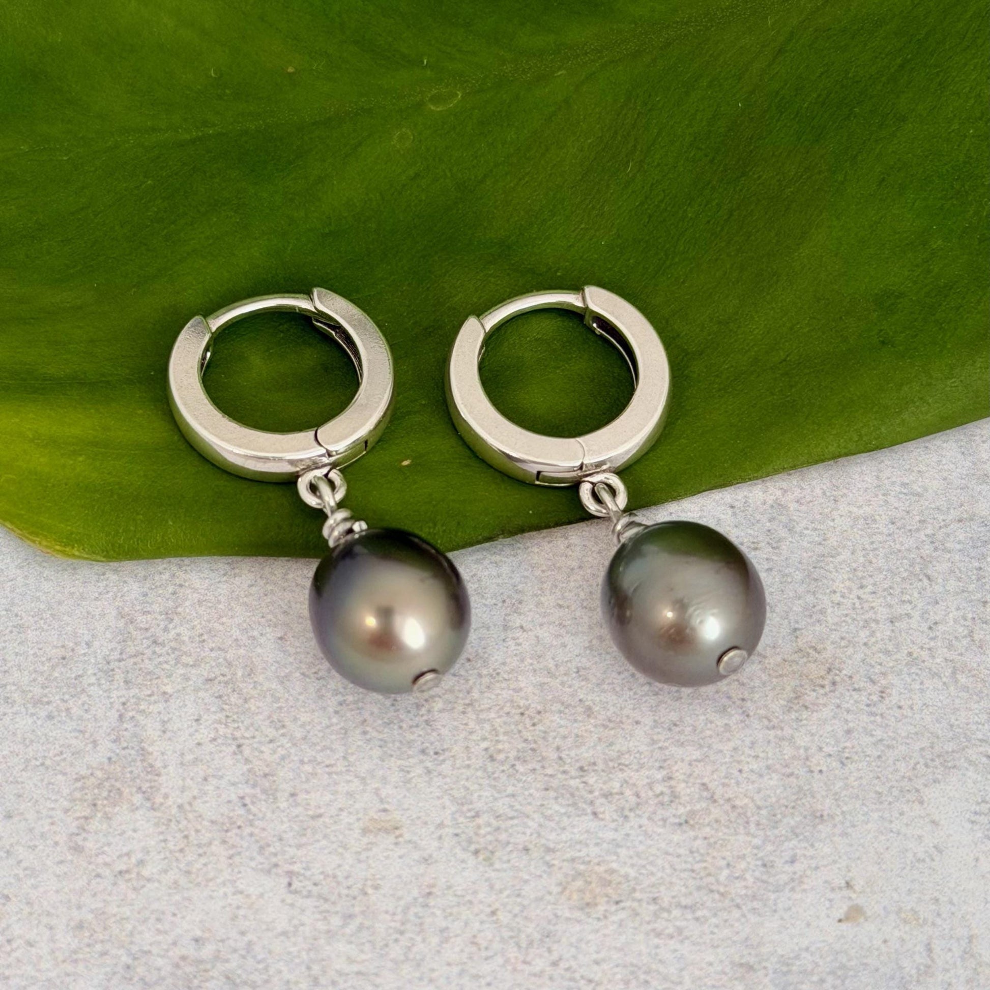Tahitian pearl huggies in sterling silver