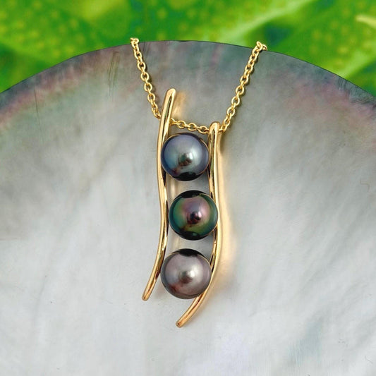 RARE Tahitian Pearl pendant • Vibrant colors • Blue, Peacock, Pink