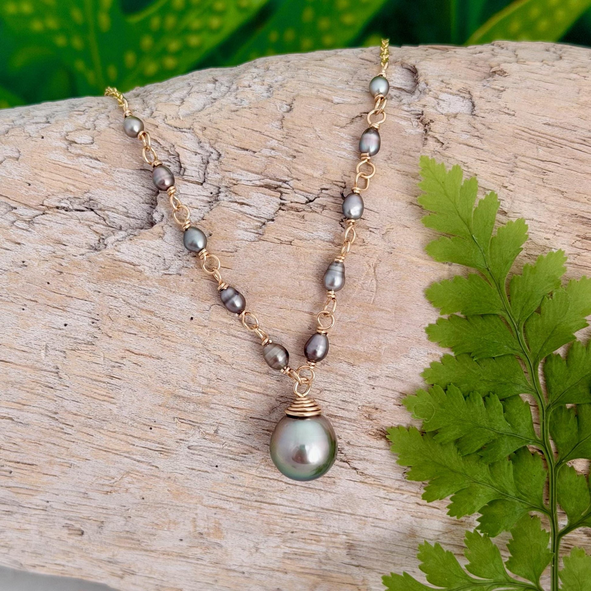 Tahitian Pearl & Keshi Necklace – Elegant Handmade Jewelry • Unique gold filled gift