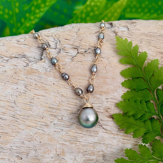 Tahitian Pearl & Keshi Necklace – Elegant Handmade Jewelry • Unique gold filled gift