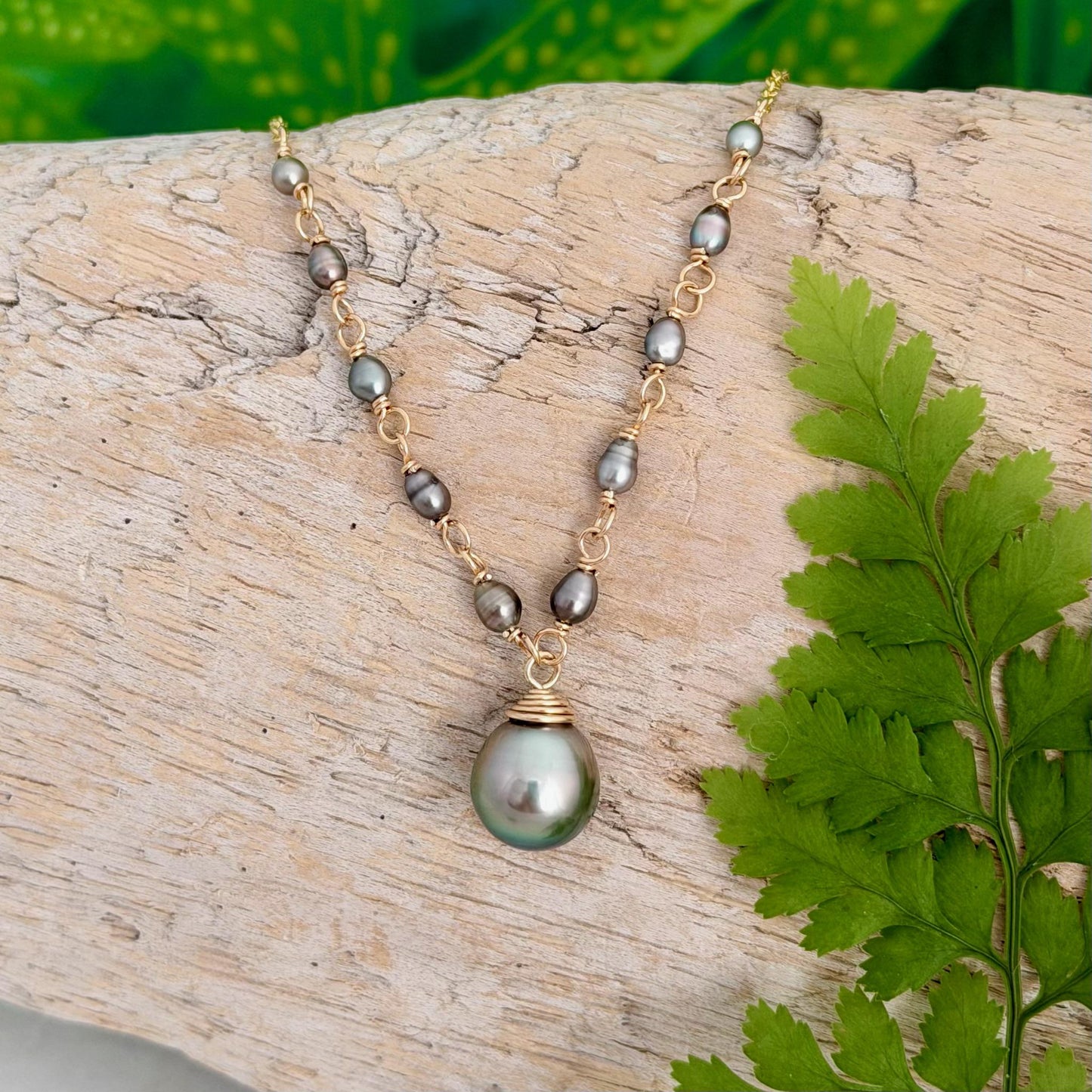 Tahitian Pearl & Keshi Necklace – Elegant Handmade Jewelry • Unique gold filled gift