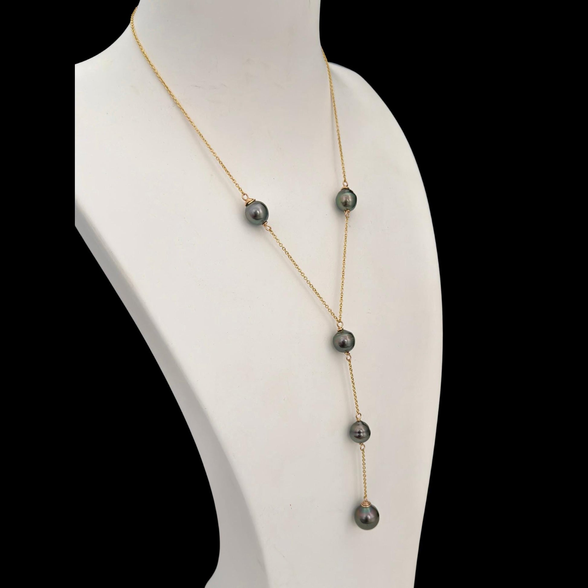 Tahitian Pearl Long Necklace: gold filled Y jewelry