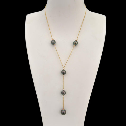 Tahitian Pearl Long Necklace: gold filled Y jewelry