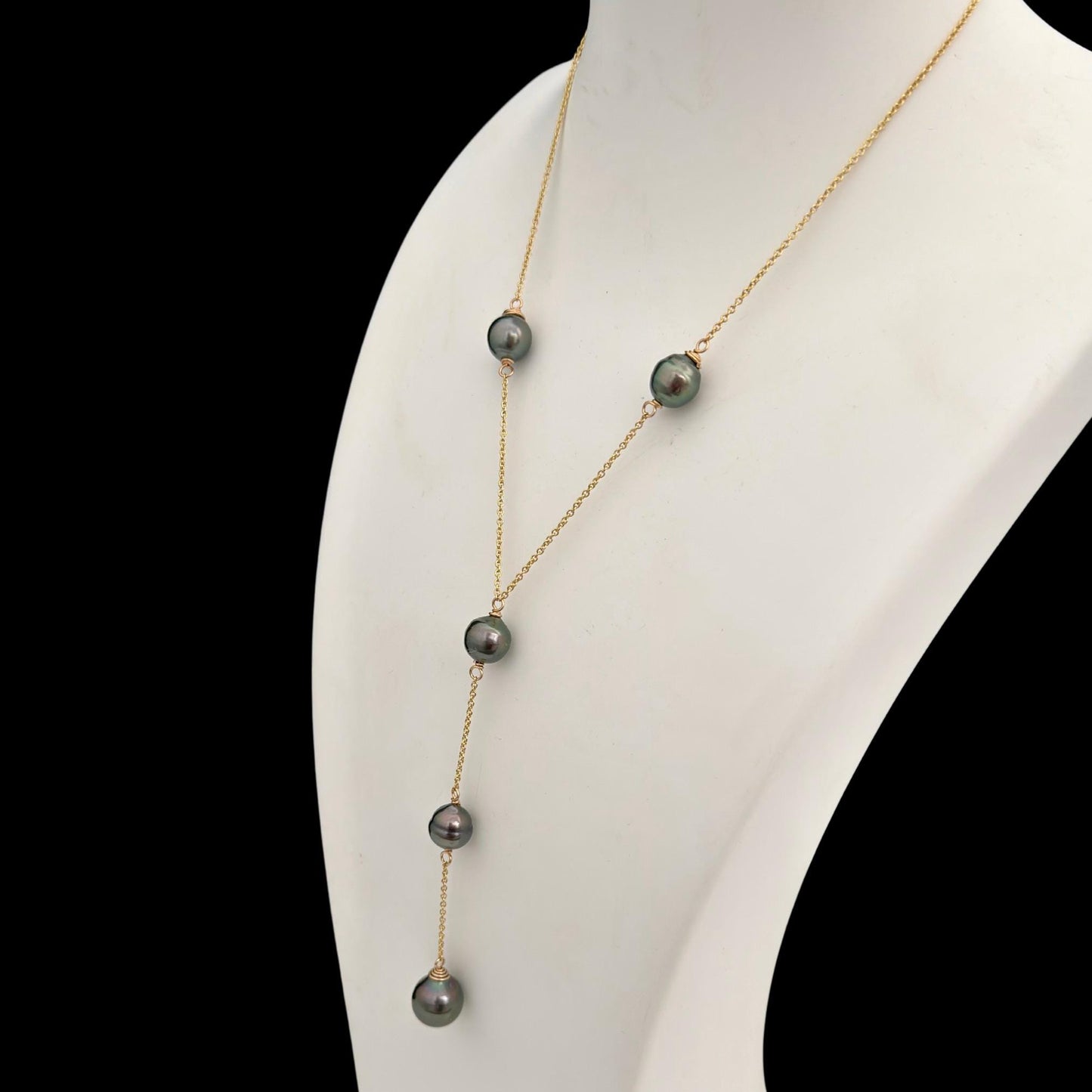 Tahitian Pearl Long Necklace: gold filled Y jewelry