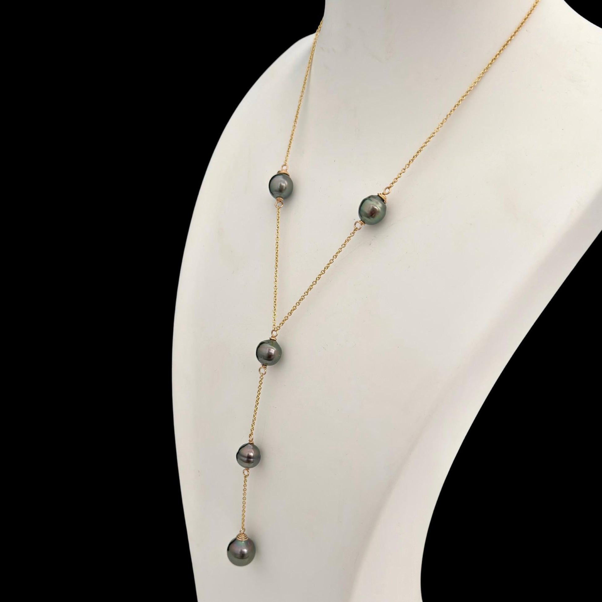 Tahitian Pearl Long Necklace: gold filled Y jewelry