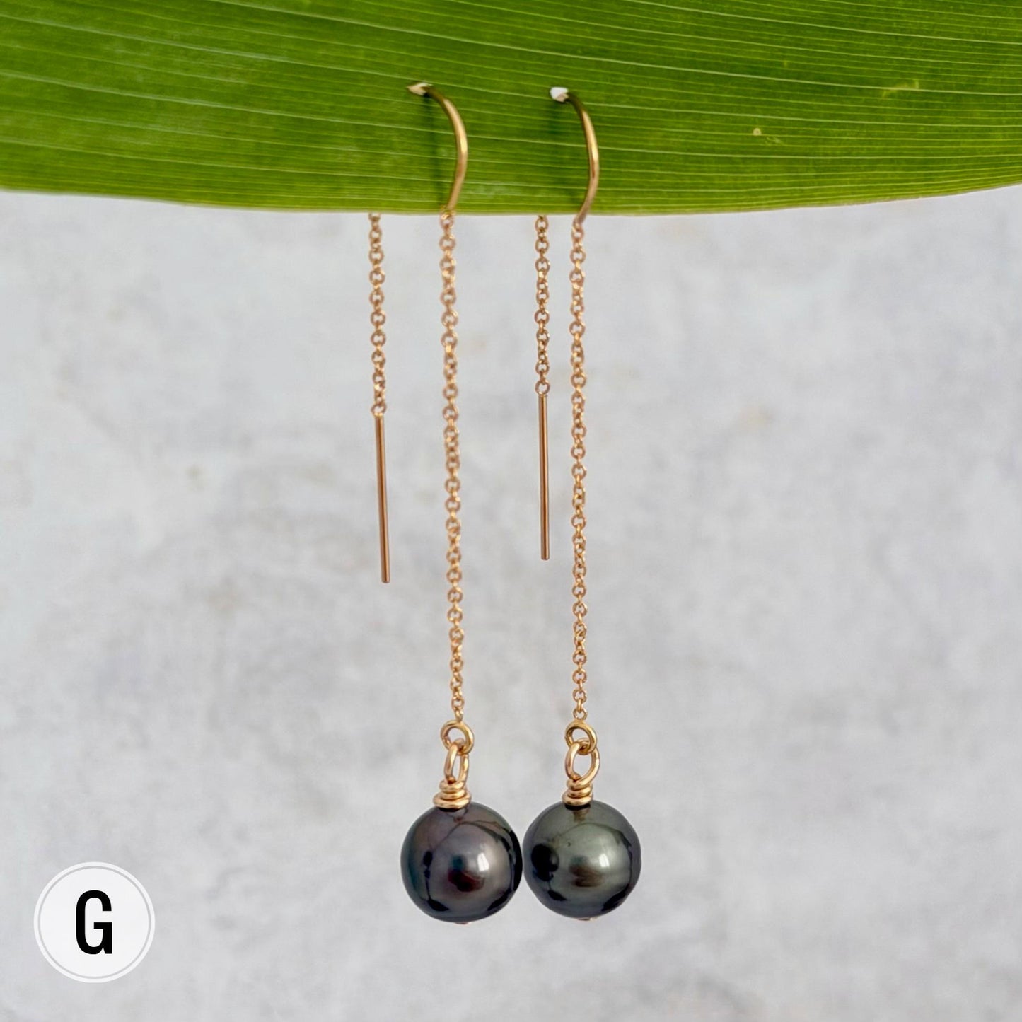 Tahitian Pearl Threader Earrings: 14k Gold Filled Dangle Jewelry