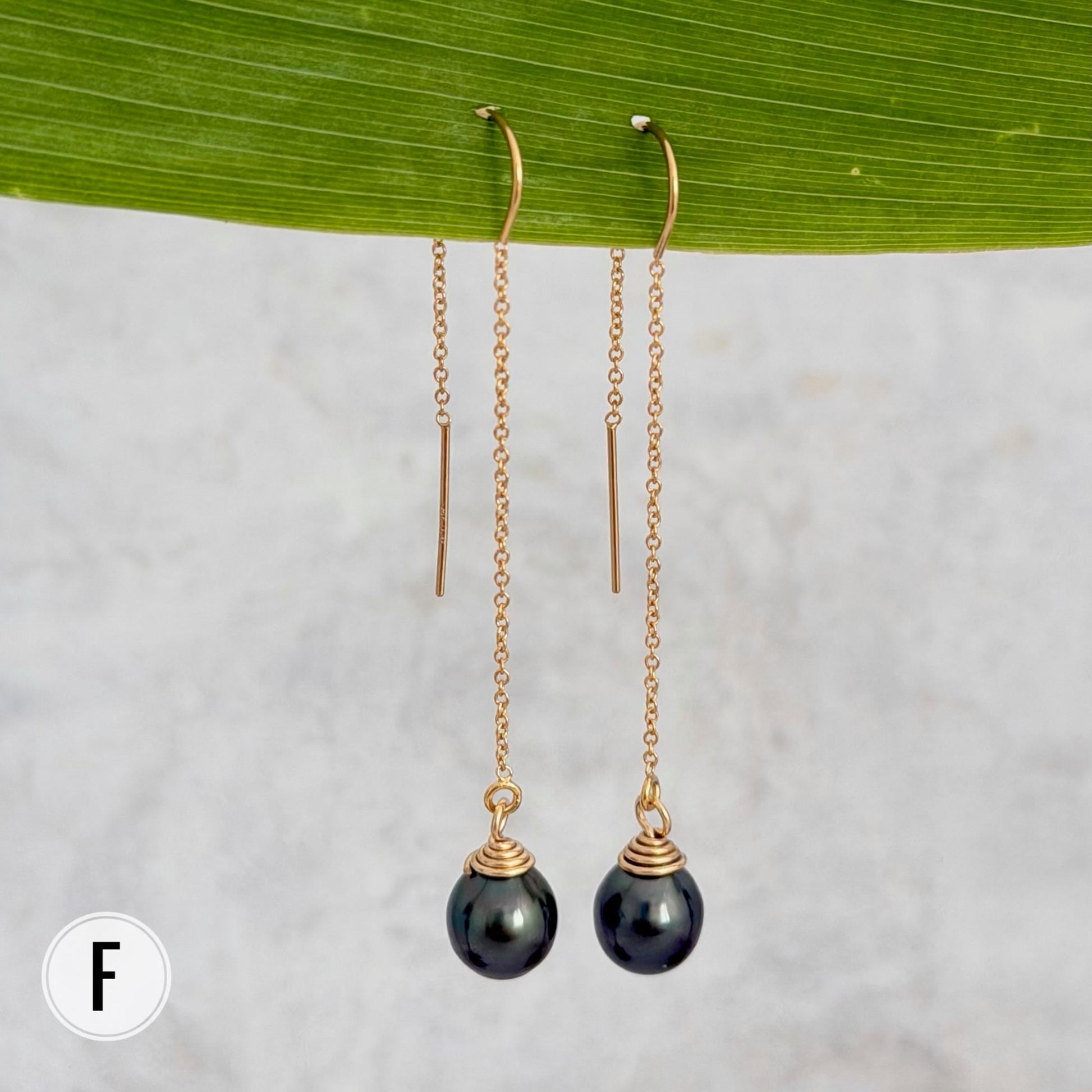 Tahitian Pearl Threader Earrings: 14k Gold Filled Dangle Jewelry