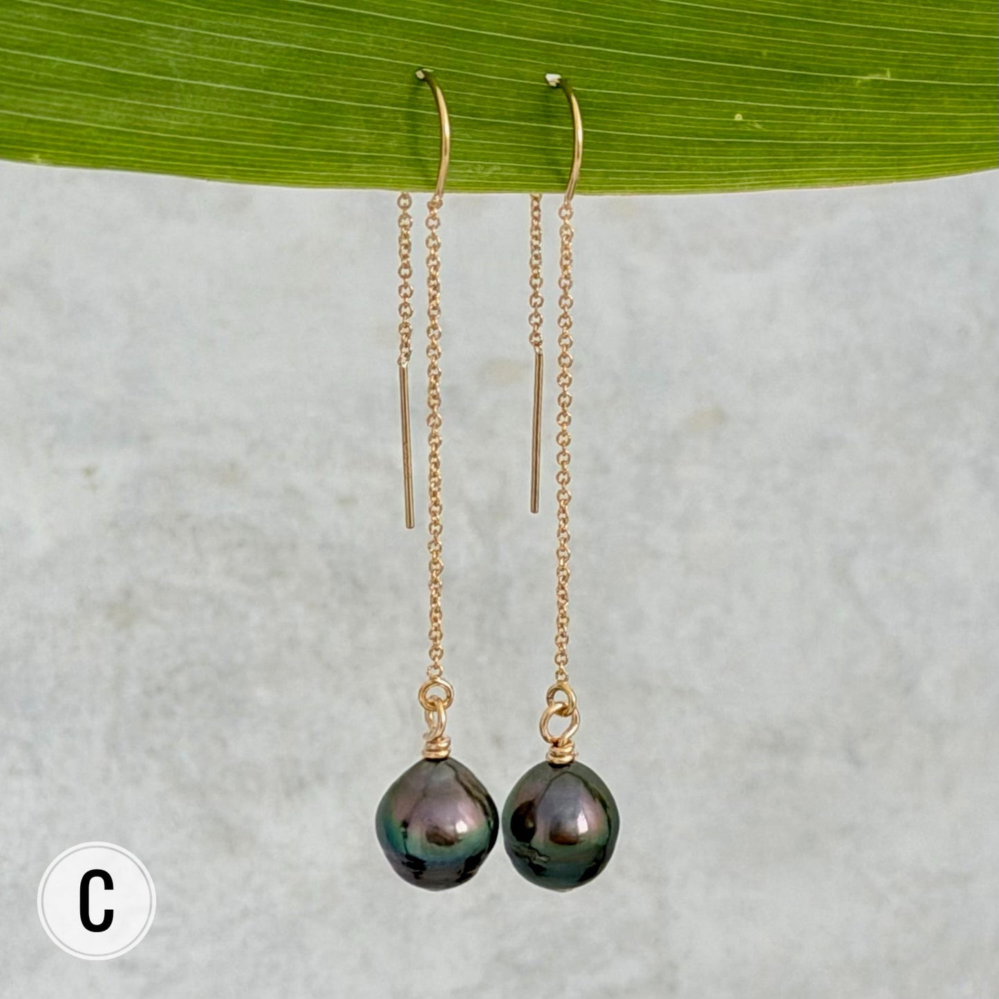 Tahitian Pearl Threader Earrings: 14k Gold Filled Dangle Jewelry
