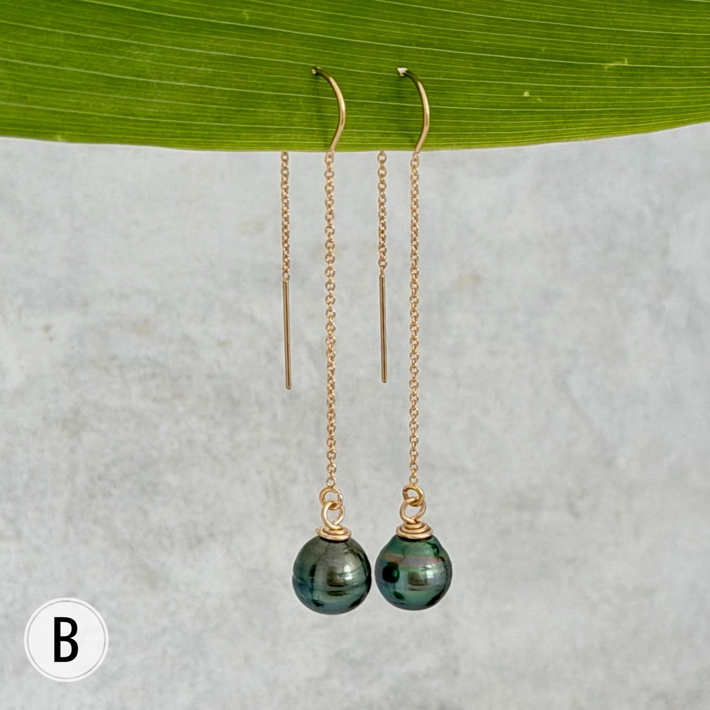 Tahitian Pearl Threader Earrings: 14k Gold Filled Dangle Jewelry