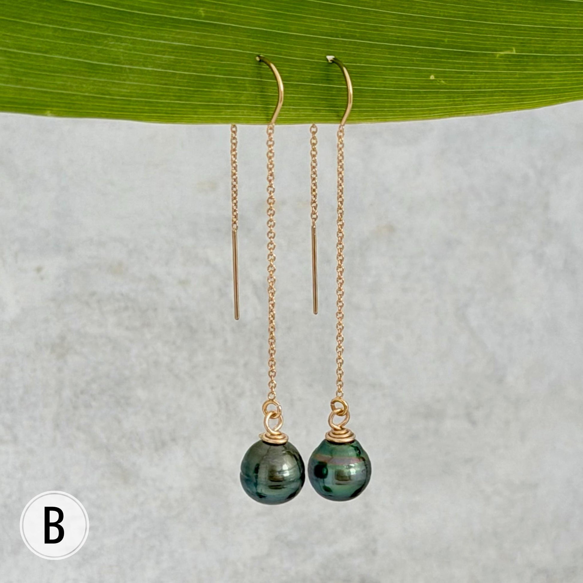 Tahitian Pearl Threader Earrings: 14k Gold Filled Dangle Jewelry