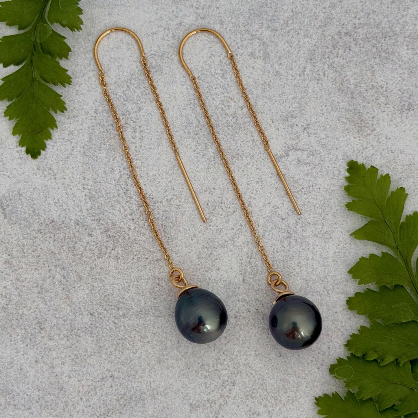 Tahitian Pearl Threader Earrings: 14k Gold Filled Dangle Jewelry