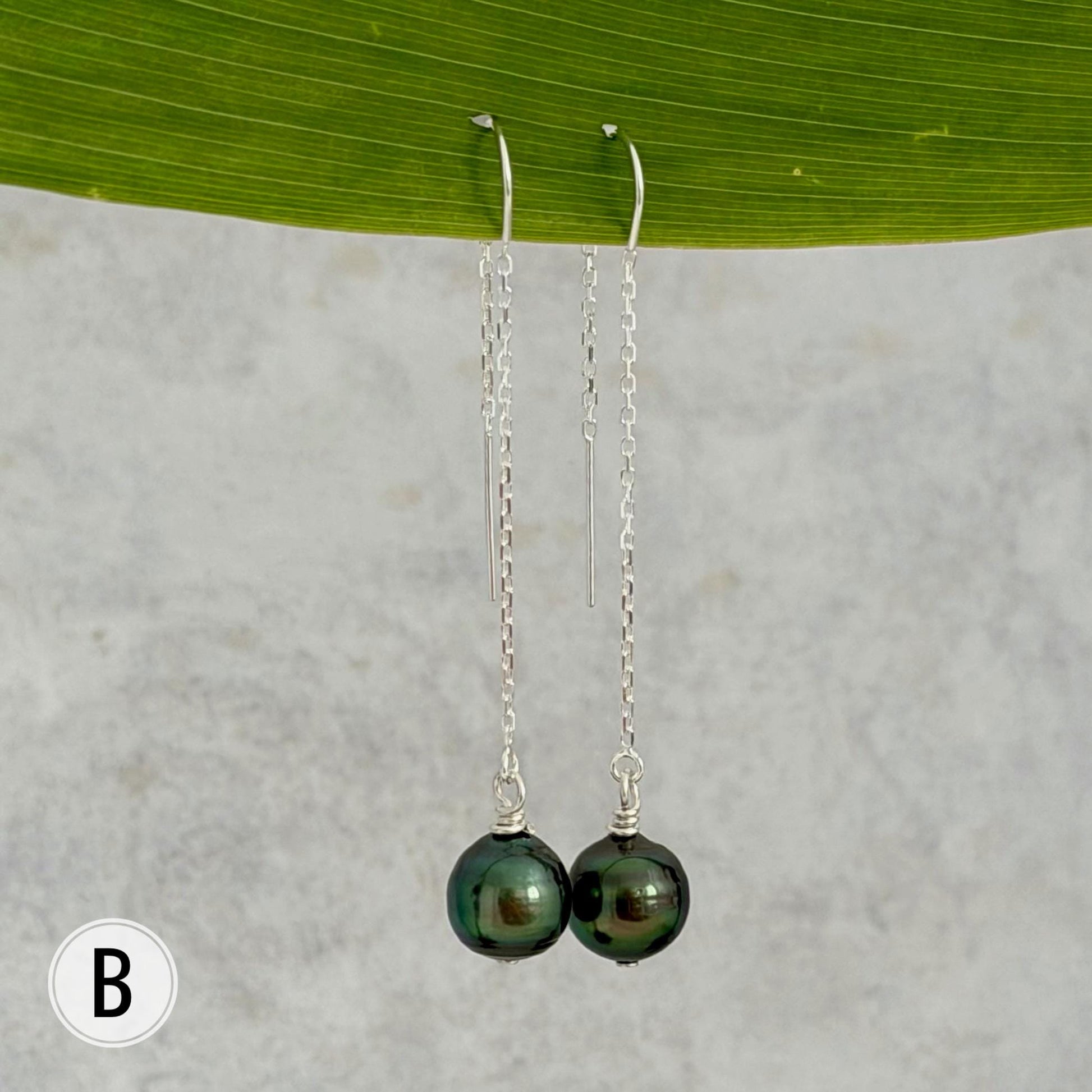 Tahitian Pearl Threader Earrings: Sterling silver Dangle Jewelry