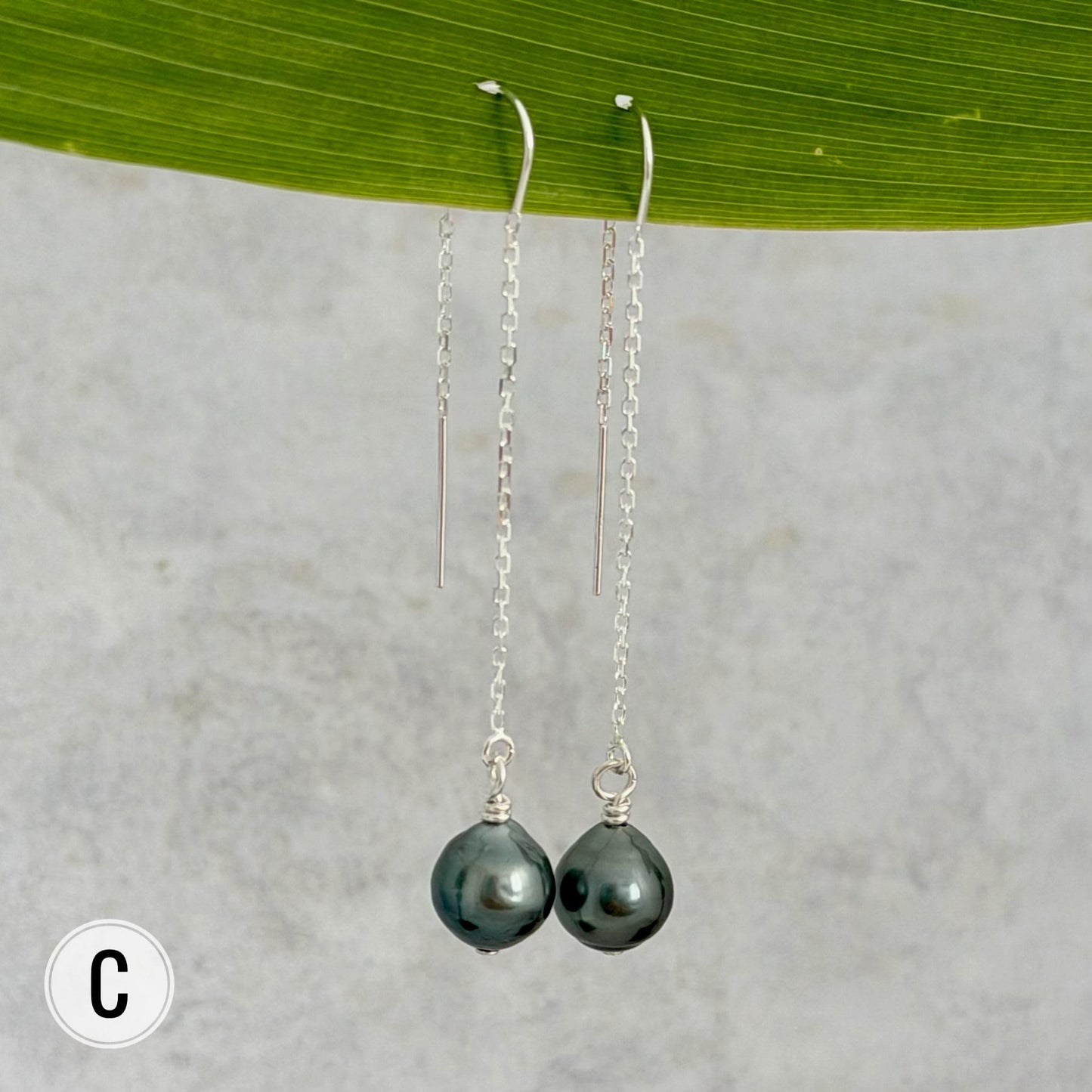 Tahitian Pearl Threader Earrings: Sterling silver Dangle Jewelry