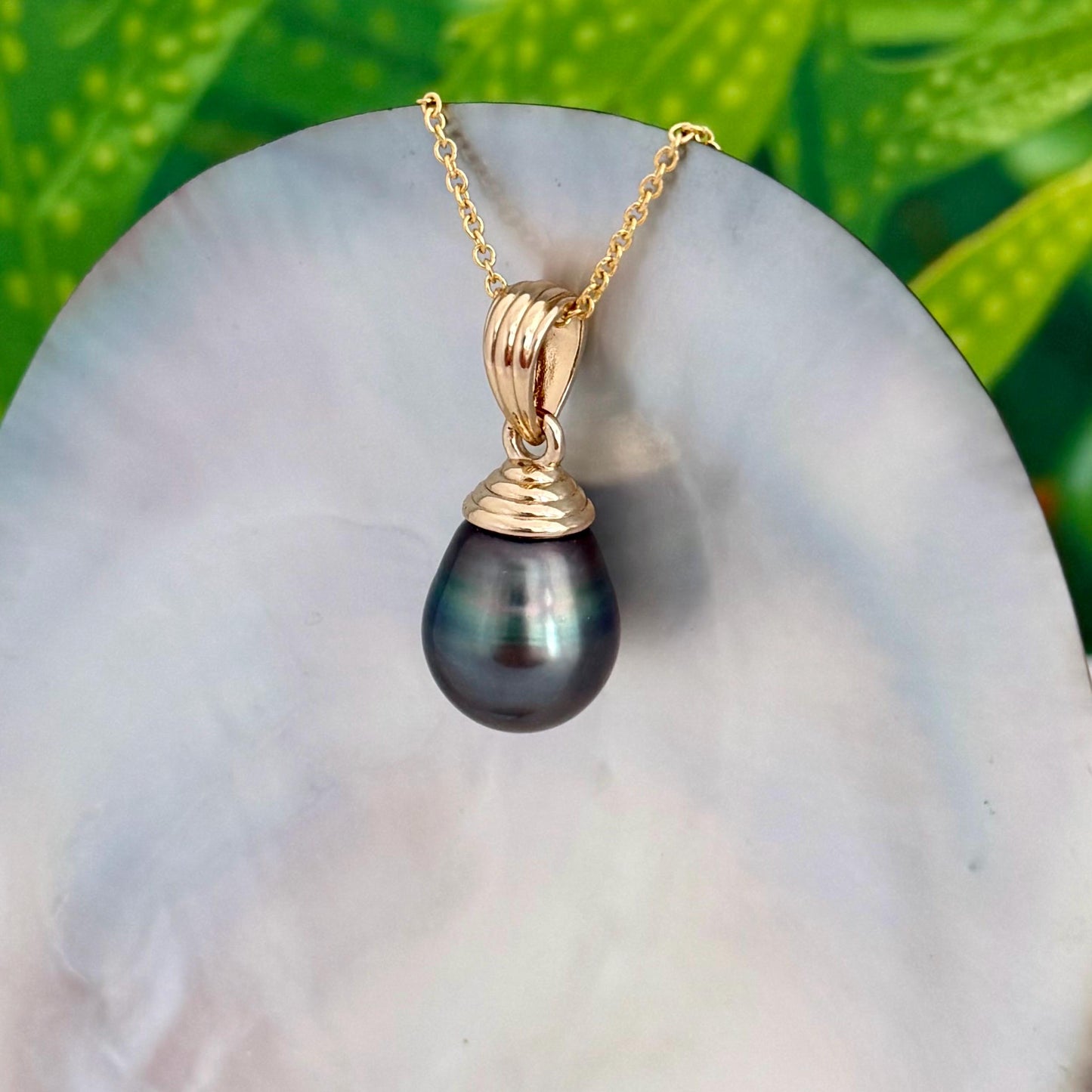 EXTRA LARGE Colorful Tahitian Pearl Pendant 14mm Gold plated