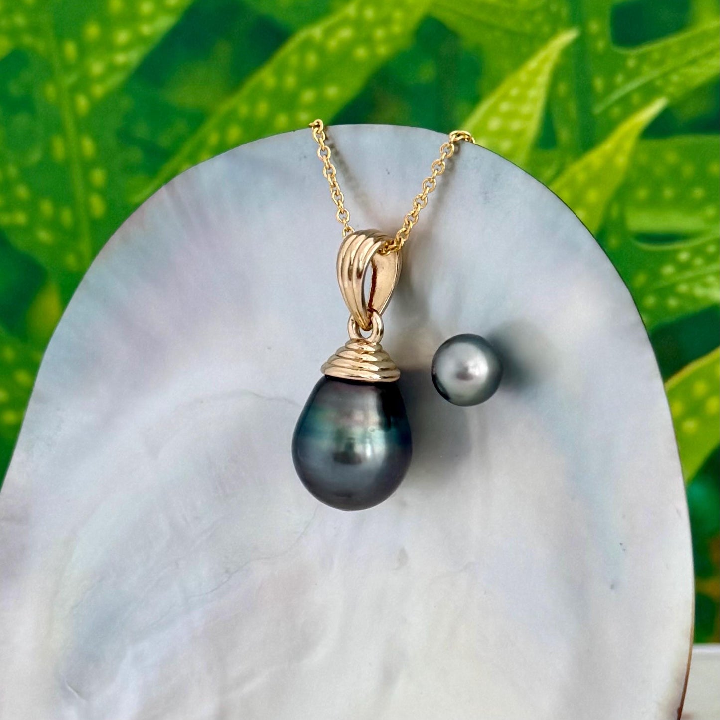 EXTRA LARGE Colorful Tahitian Pearl Pendant 14mm Gold plated