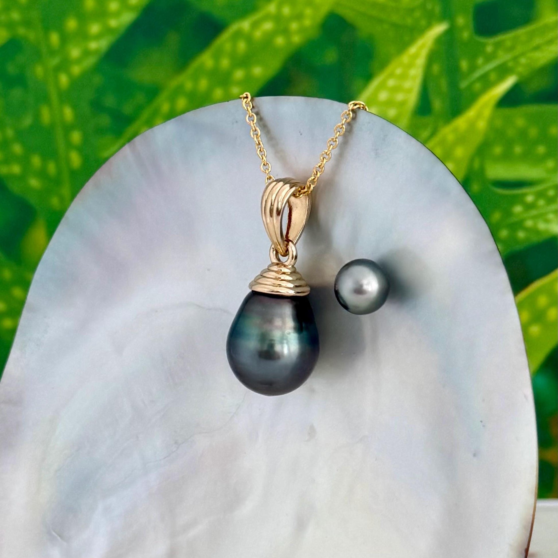 EXTRA LARGE Colorful Tahitian Pearl Pendant 14mm Gold plated