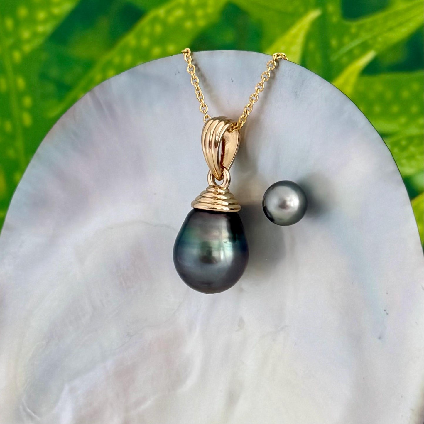 EXTRA LARGE Colorful Tahitian Pearl Pendant 14mm Gold plated