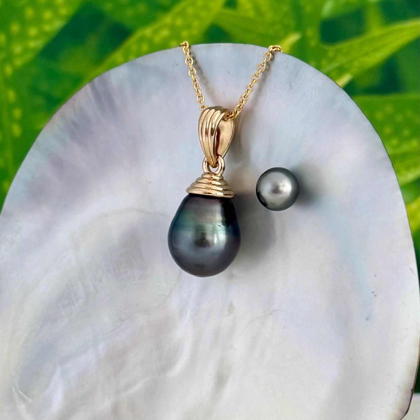EXTRA LARGE Colorful Tahitian Pearl Pendant 14mm Gold plated
