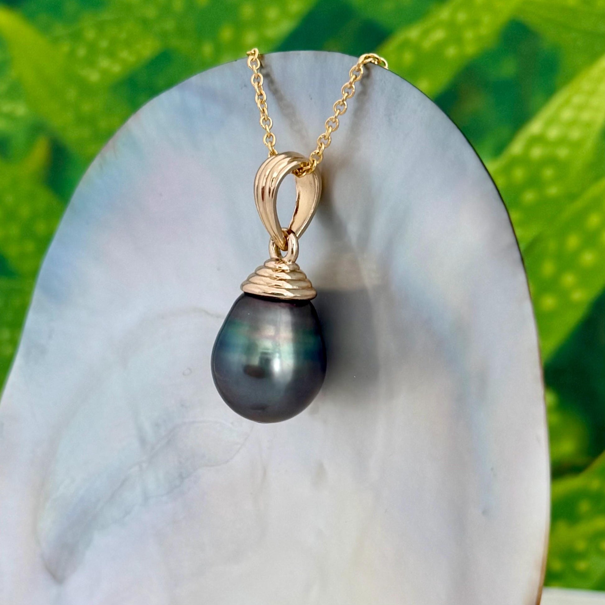 EXTRA LARGE Colorful Tahitian Pearl Pendant 14mm Gold plated