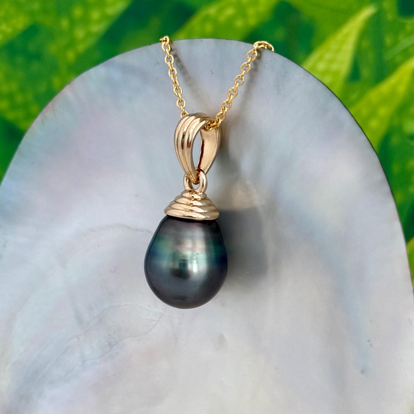 EXTRA LARGE Colorful Tahitian Pearl Pendant 14mm Gold plated