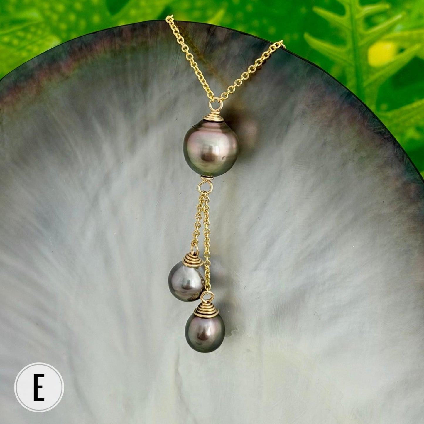 Multicolor Triple dangle Tahitian pearl necklace • Gold filled jewelry