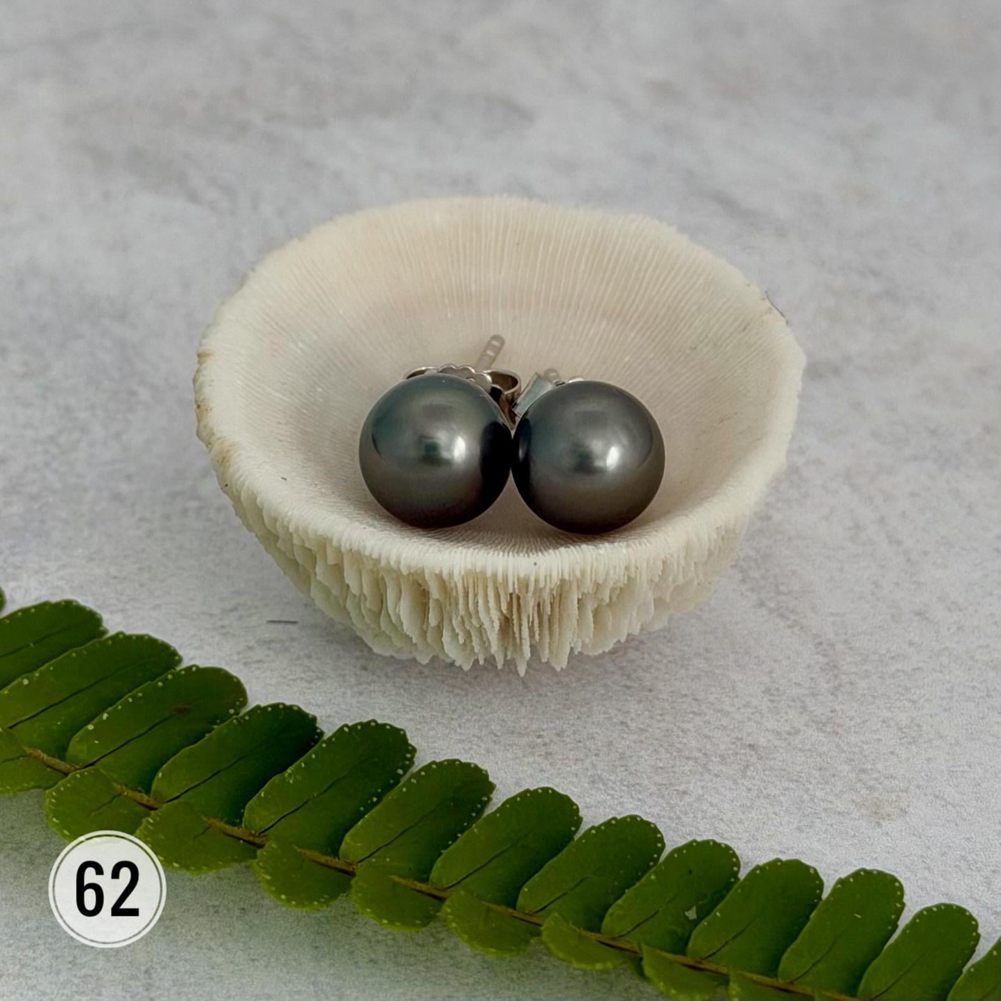 Tahitian pearl stud earrings • classic everyday jewelry • gold vermeil and sterling silver