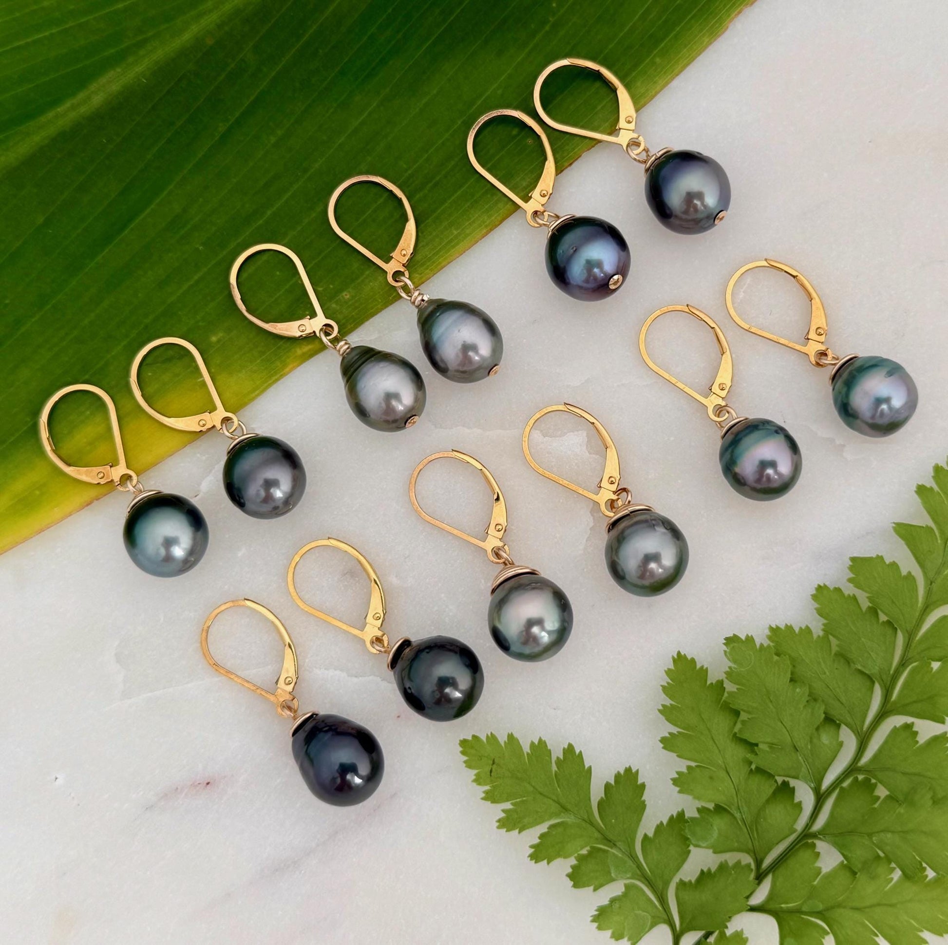 Tahitian Pearl Leverback Earrings • Gold filled dangle jewelry