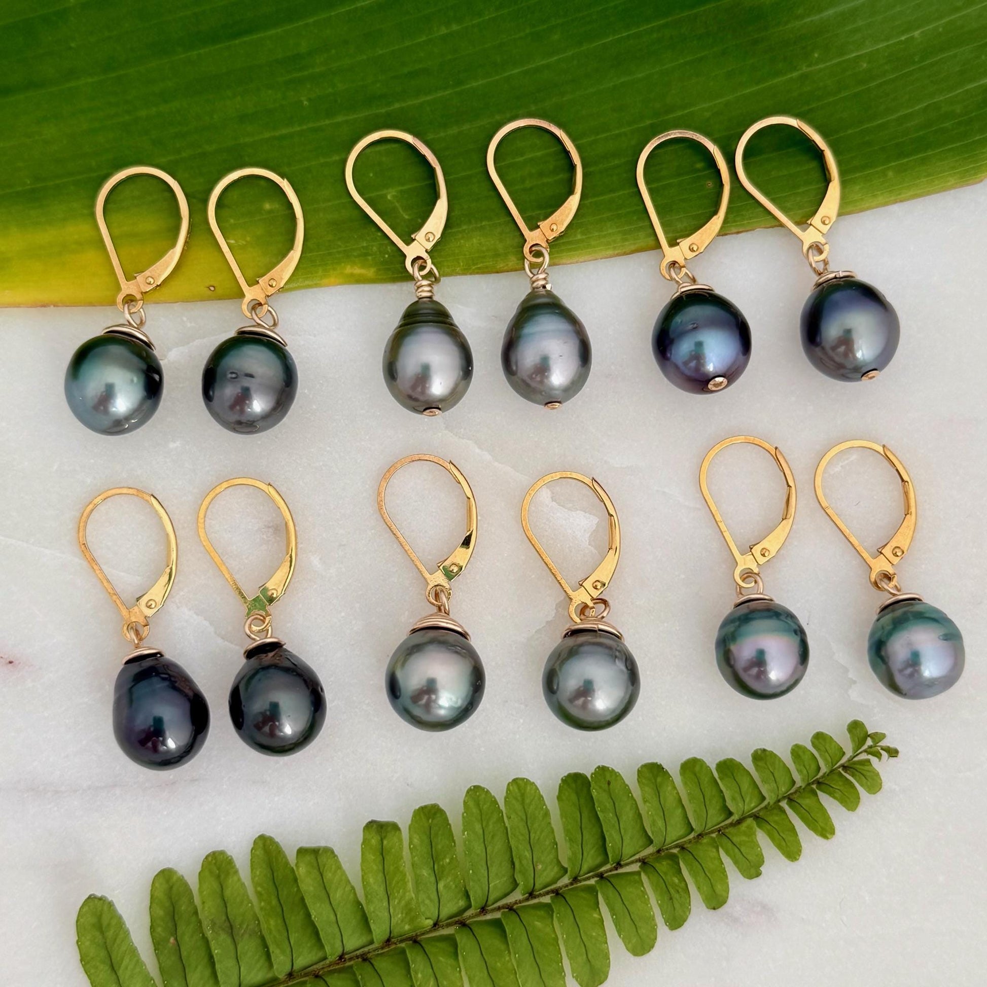 Tahitian Pearl Leverback Earrings • Gold filled dangle jewelry