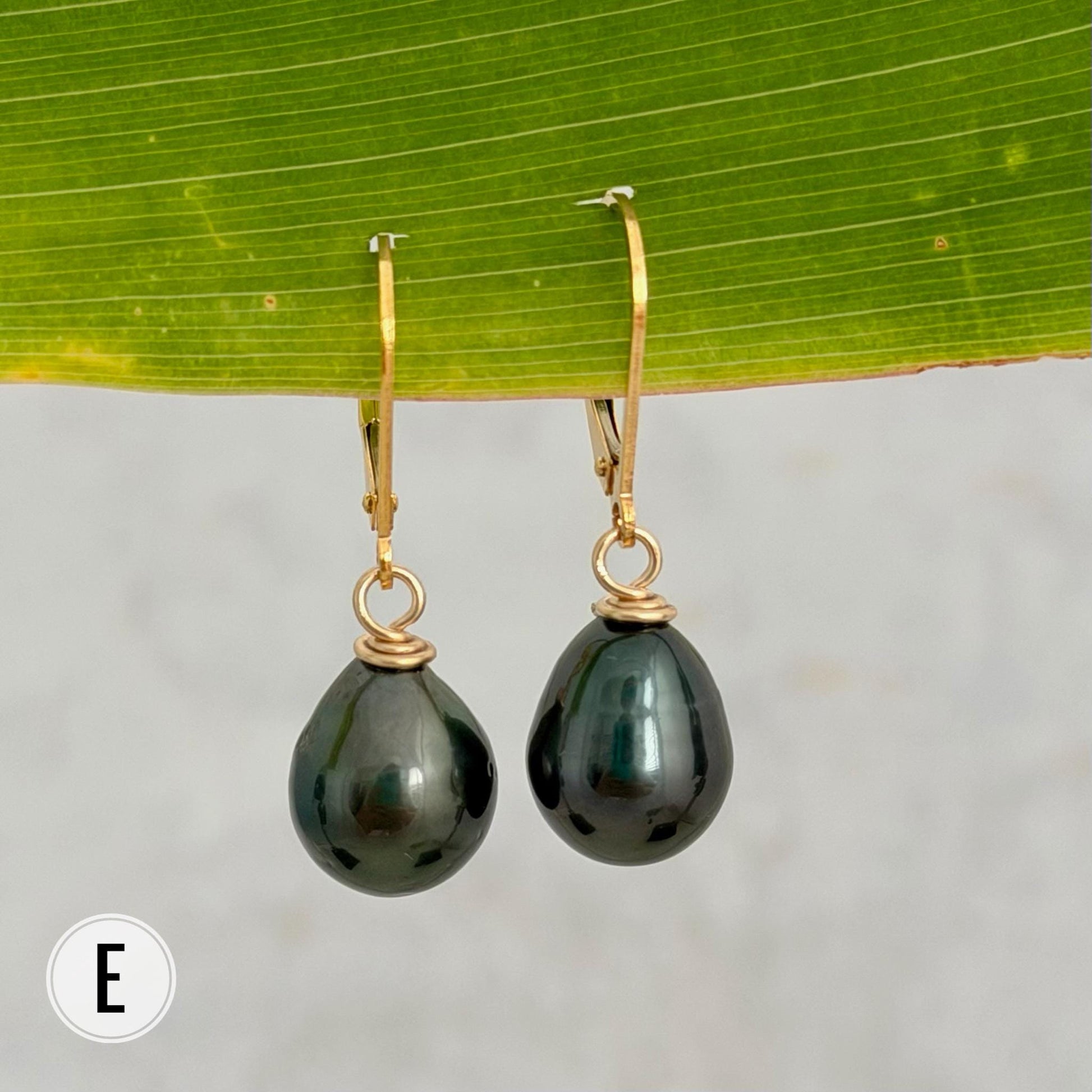 Tahitian Pearl Leverback Earrings • Gold filled dangle jewelry