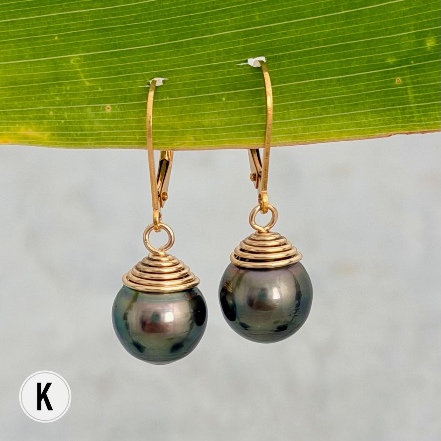 Tahitian Pearl Leverback Earrings • Gold filled dangle jewelry