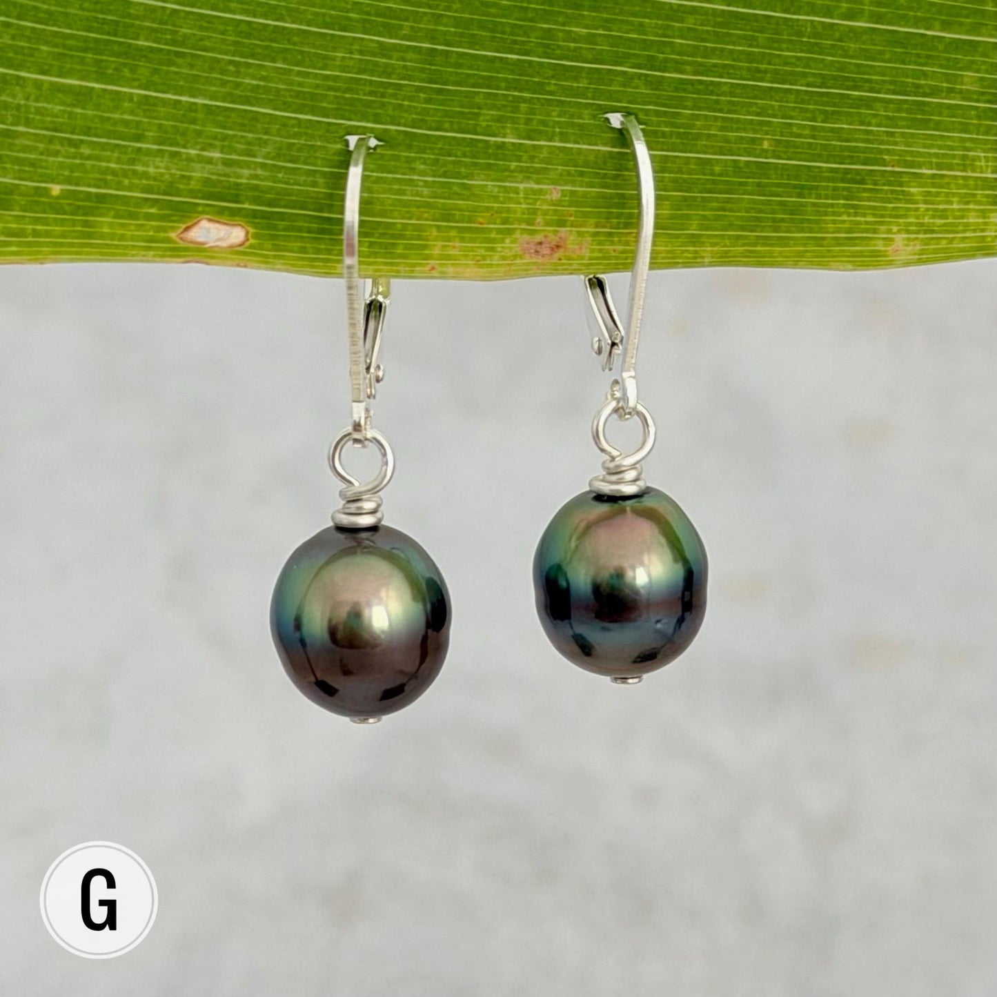 DOORBUSTER Tahitian Pearl Leverback Earrings • Sterling silver dangle jewelry