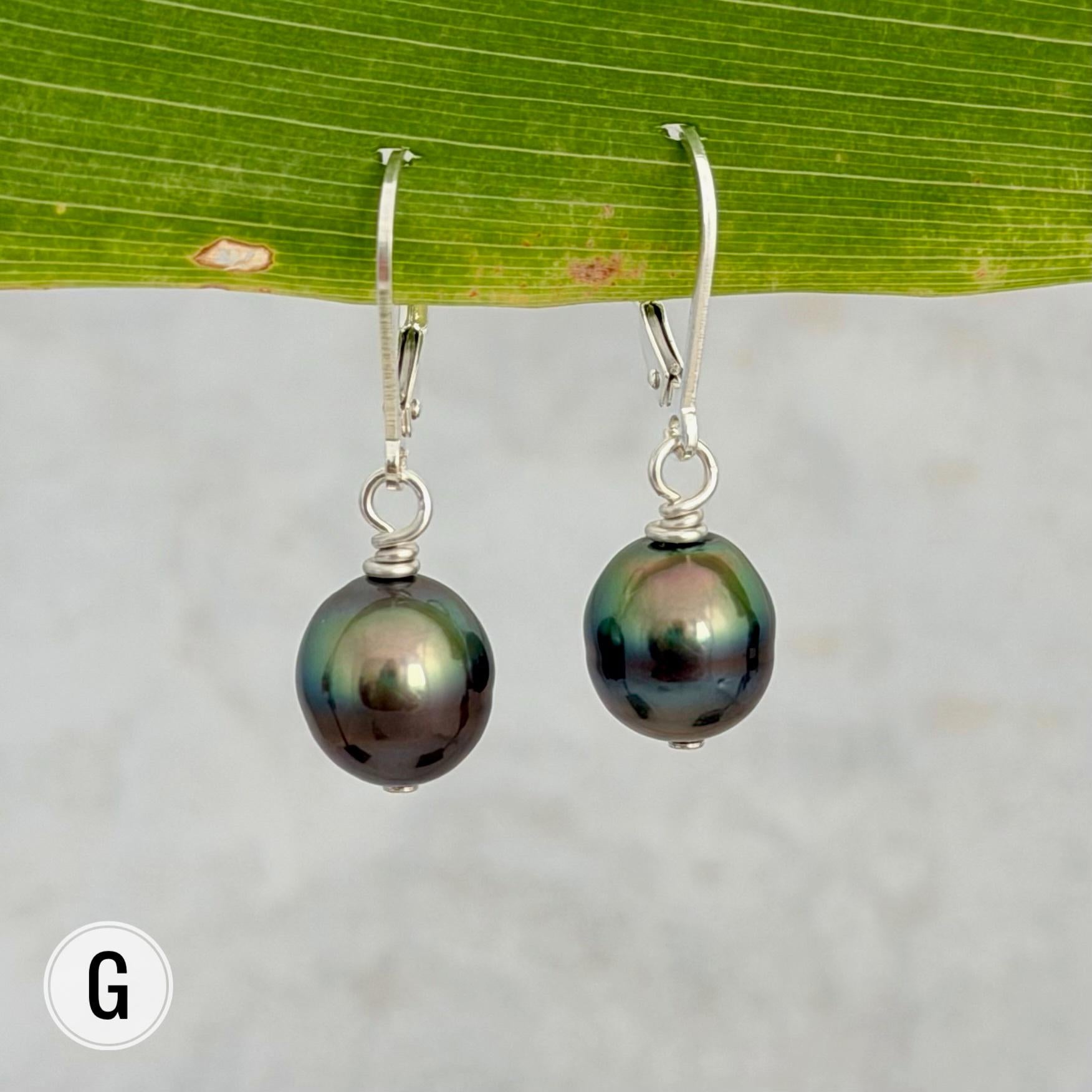 DOORBUSTER Tahitian Pearl Leverback Earrings • Sterling silver dangle jewelry